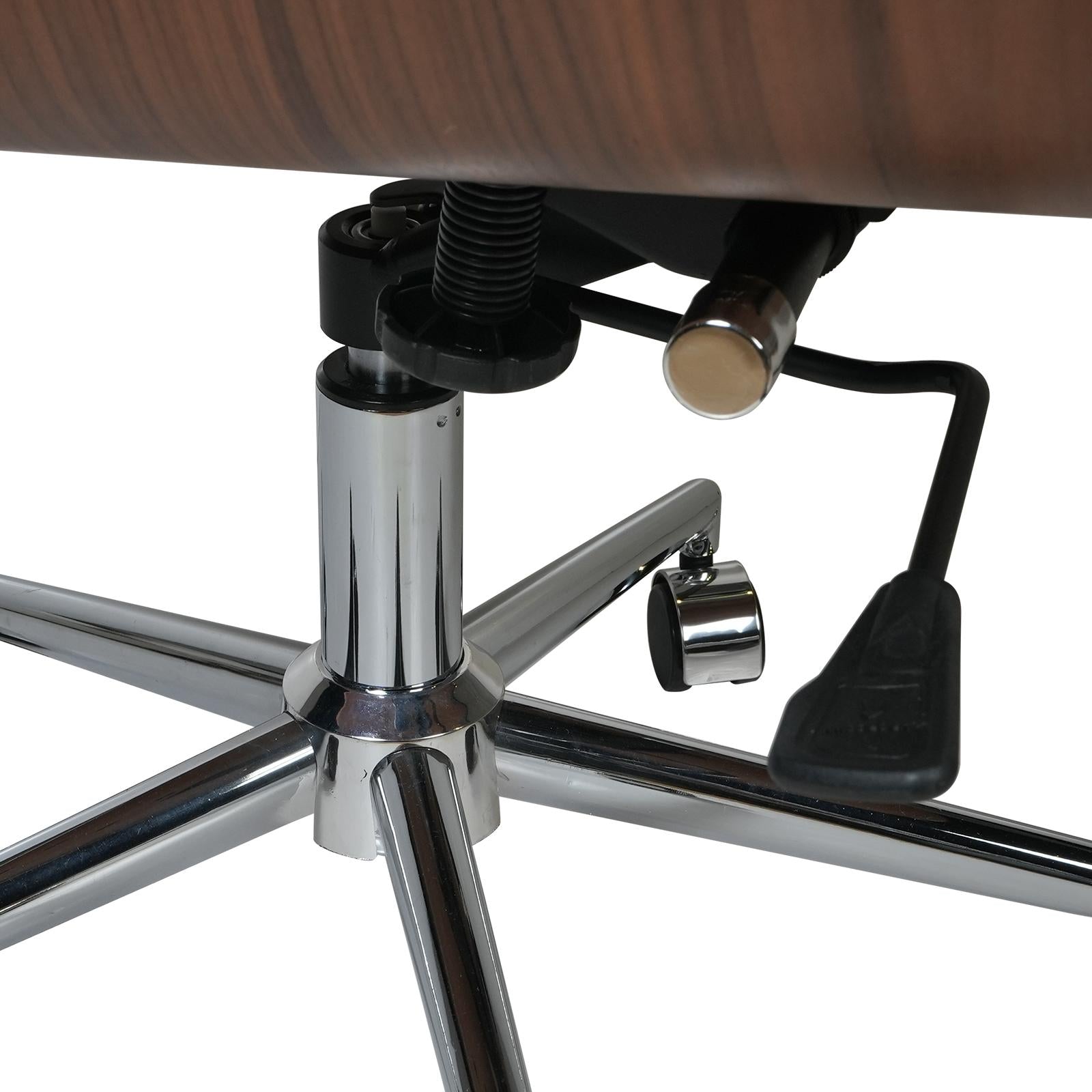 White Silver and Walnut Adjustable Height Swivel Rolling Conference Office Chair