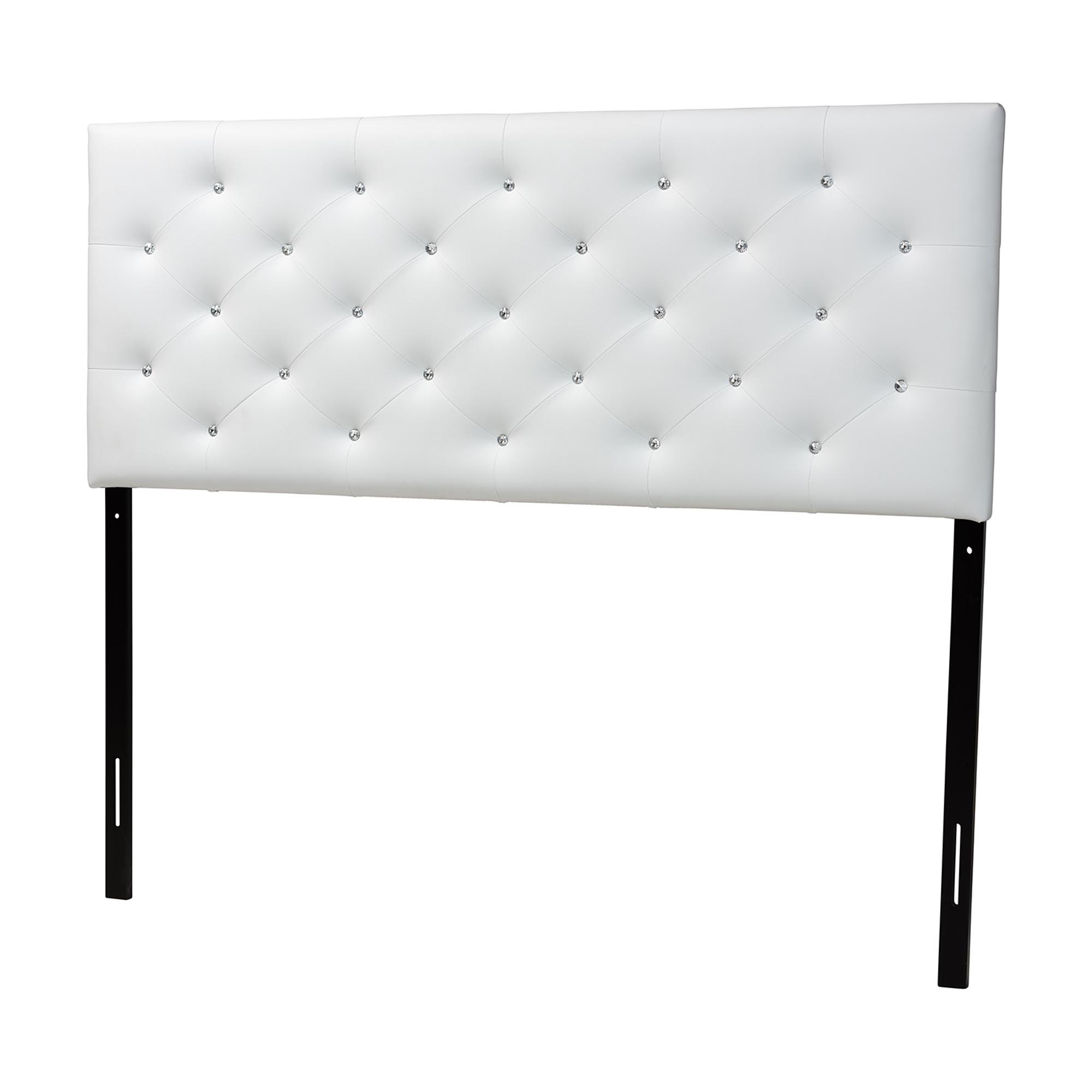 Baxton Studio Viviana Modern and Contemporary White Faux Leather Upholstered Button-tufted Queen Size Headboard