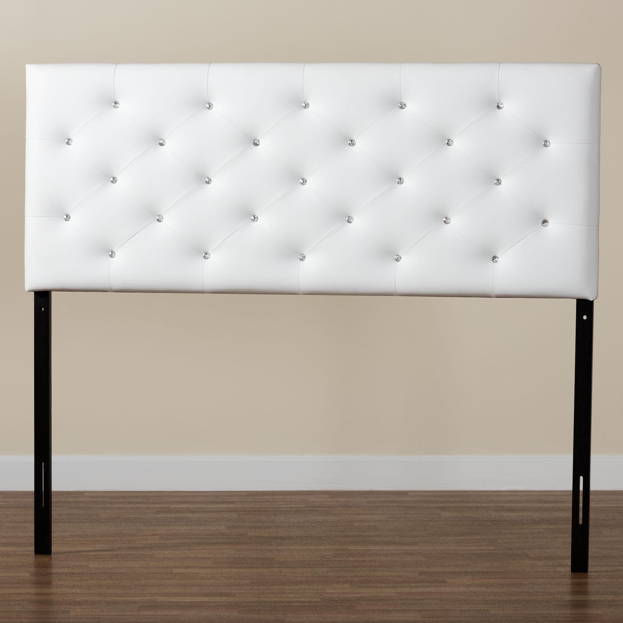 Baxton Studio Viviana Modern and Contemporary White Faux Leather Upholstered Button-tufted Queen Size Headboard