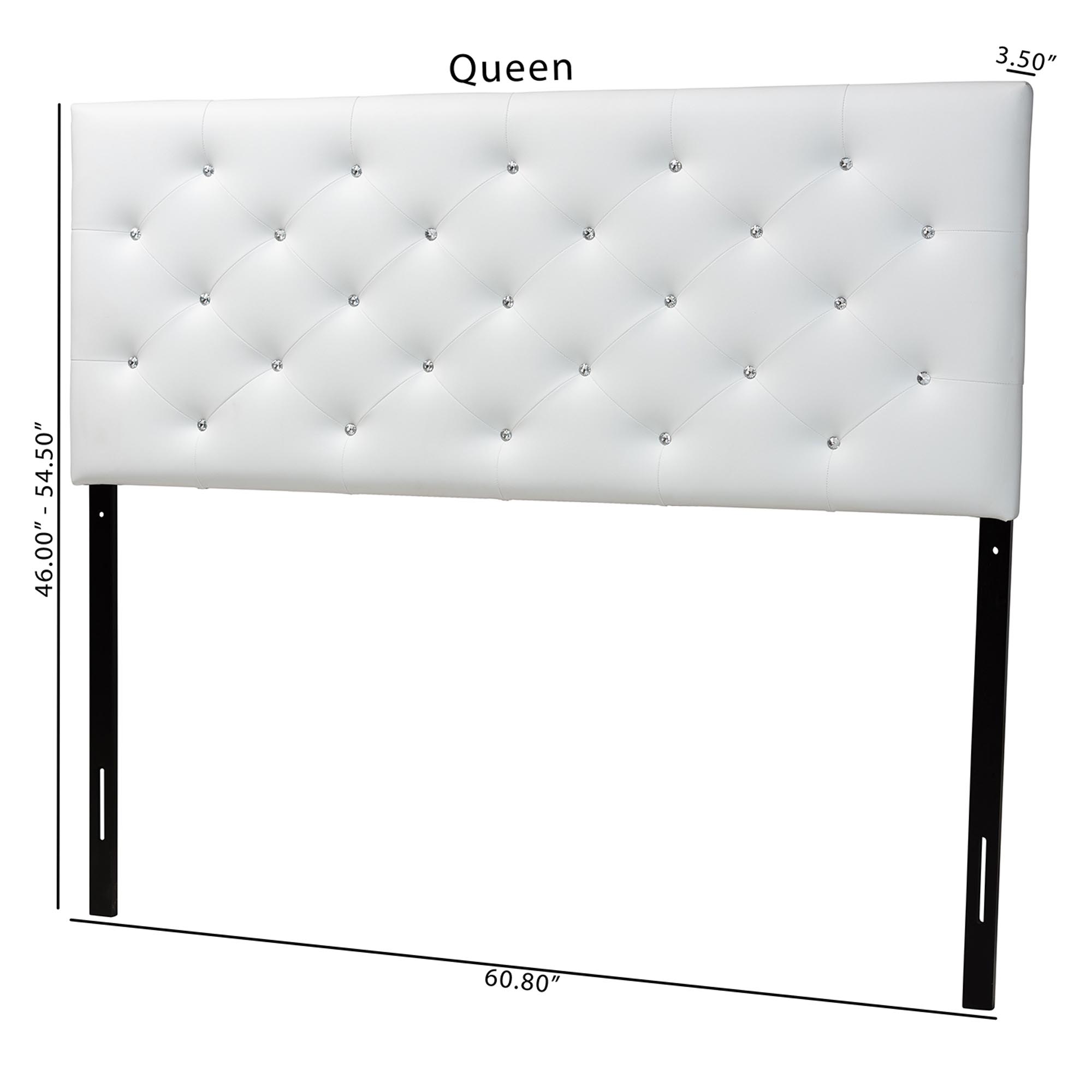Baxton Studio Viviana Modern and Contemporary White Faux Leather Upholstered Button-tufted Queen Size Headboard