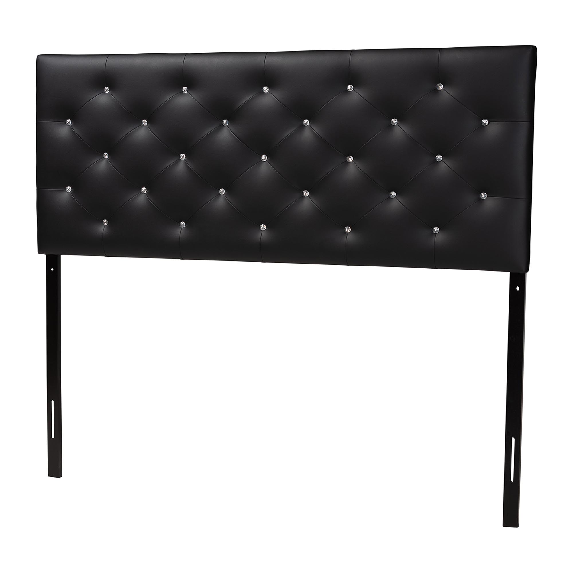 Baxton Studio Viviana Modern and Contemporary Black Faux Leather Upholstered Button-tufted Queen Size Headboard