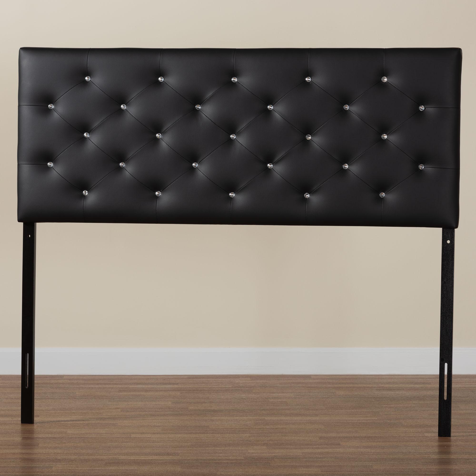 Baxton Studio Viviana Modern and Contemporary Black Faux Leather Upholstered Button-tufted Queen Size Headboard