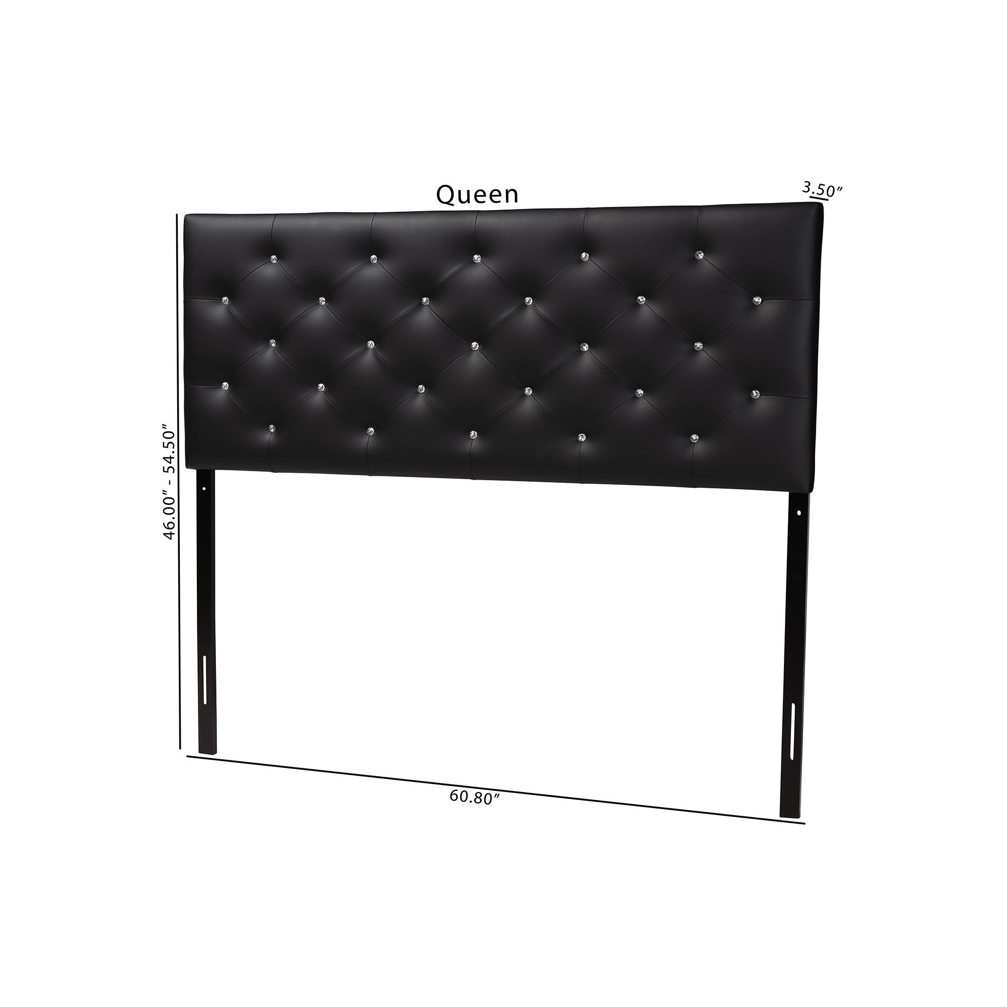 Baxton Studio Viviana Modern and Contemporary Black Faux Leather Upholstered Button-tufted Queen Size Headboard