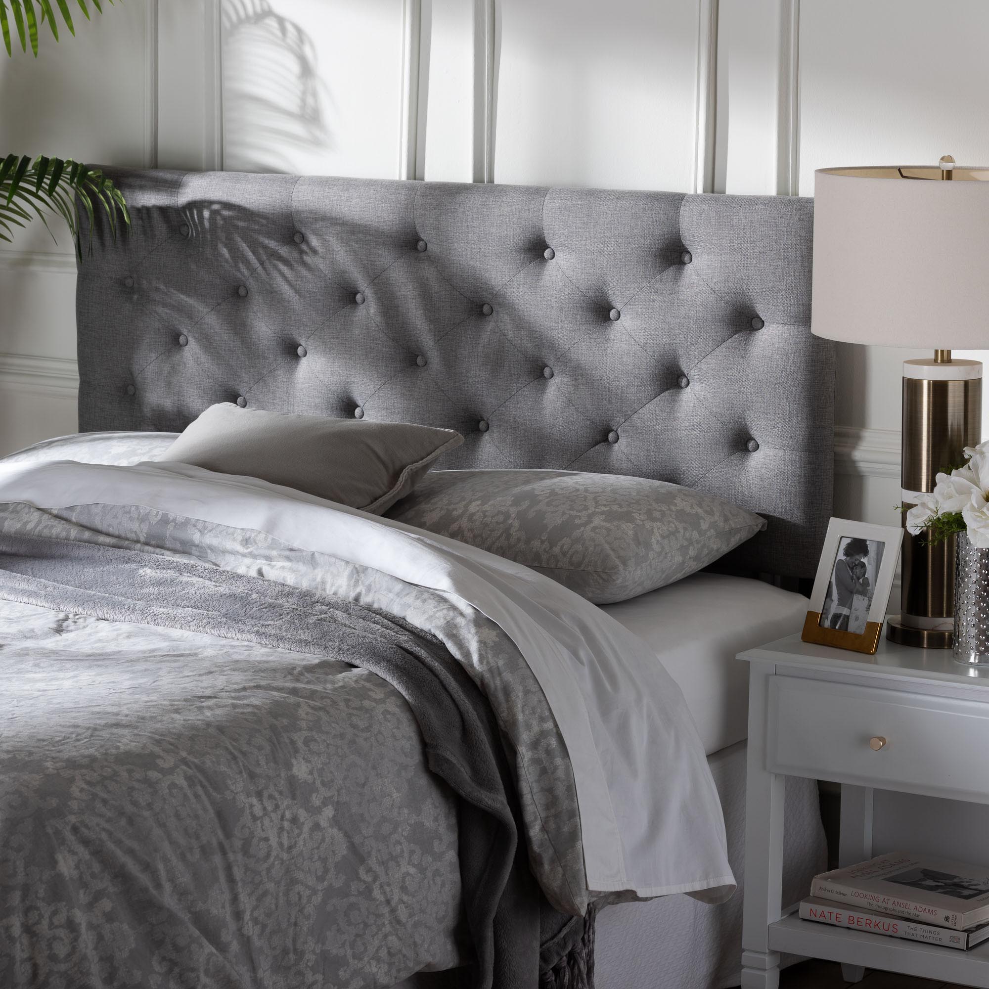 Baxton Studio Viviana Modern and Contemporary Grey Fabric Upholstered Button-tufted Full Size Headboard
