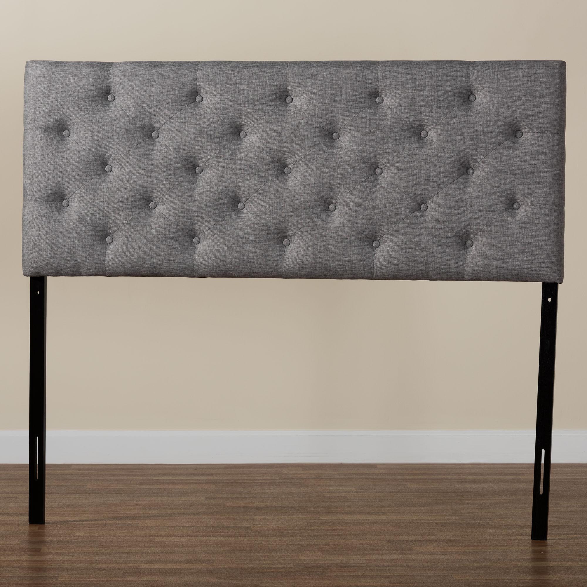 Baxton Studio Viviana Modern and Contemporary Grey Fabric Upholstered Button-tufted Queen Size Headboard