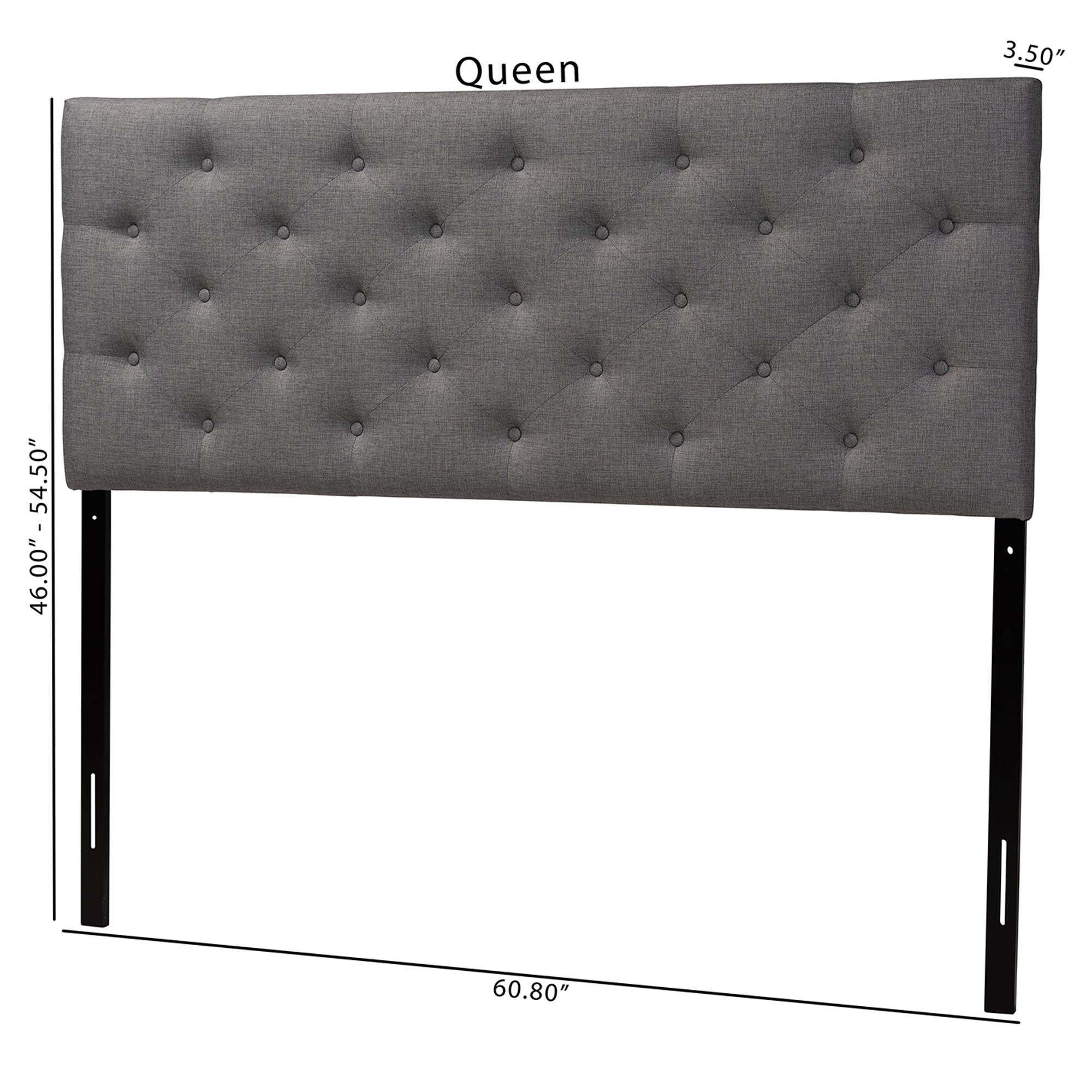 Baxton Studio Viviana Modern and Contemporary Grey Fabric Upholstered Button-tufted Queen Size Headboard