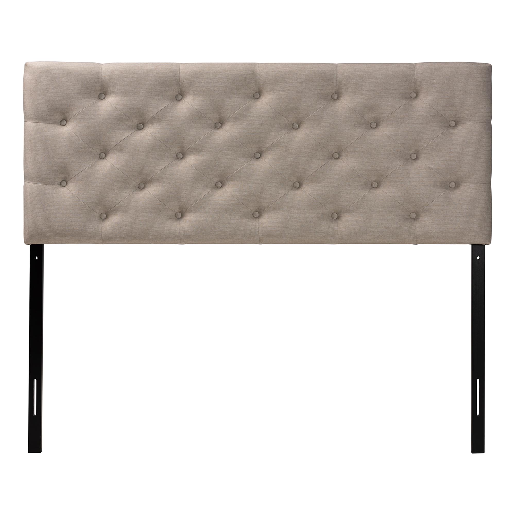 Baxton Studio Viviana Modern and Contemporary Light Beige Fabric Upholstered Button-tufted Queen Size Headboard