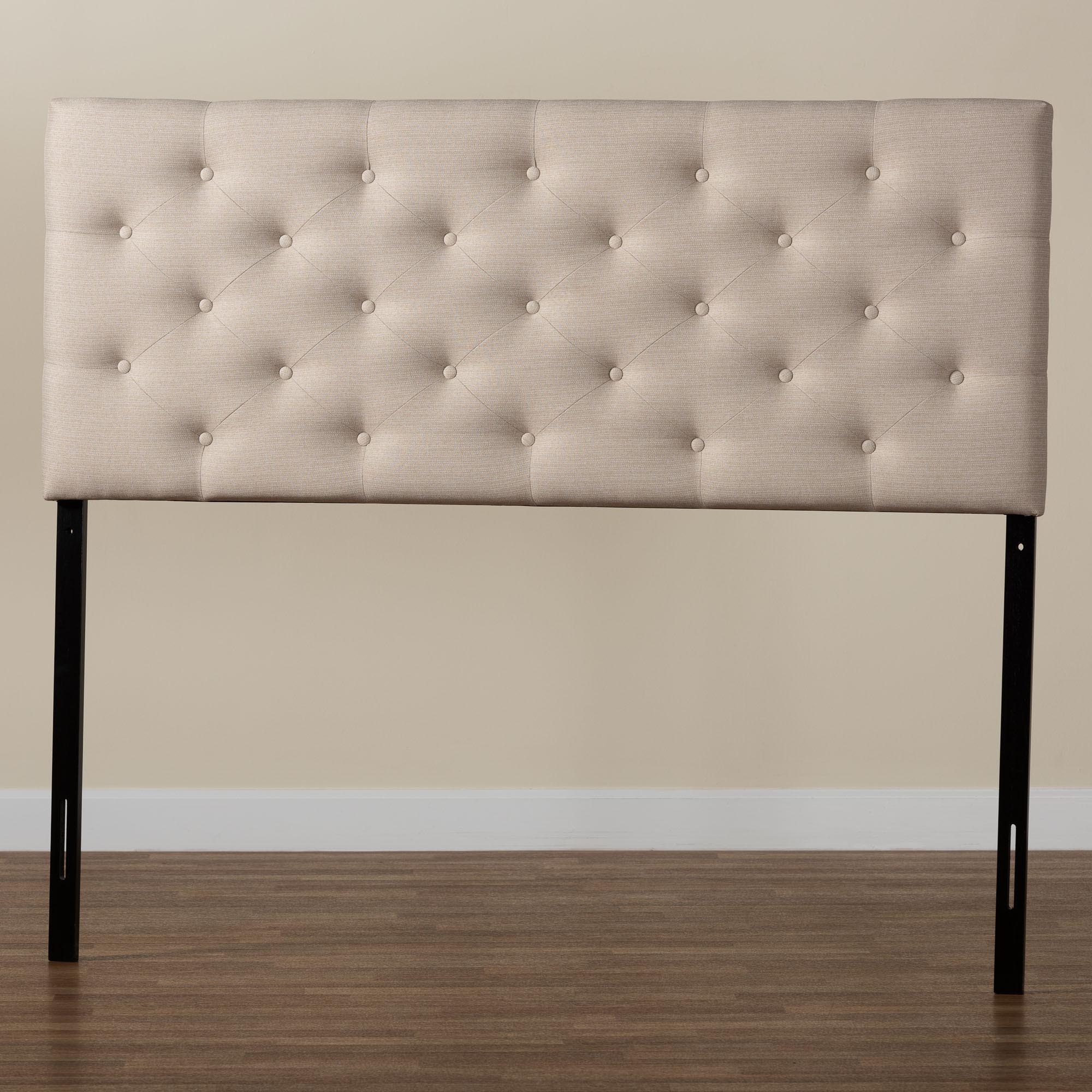 Baxton Studio Viviana Modern and Contemporary Light Beige Fabric Upholstered Button-tufted Queen Size Headboard