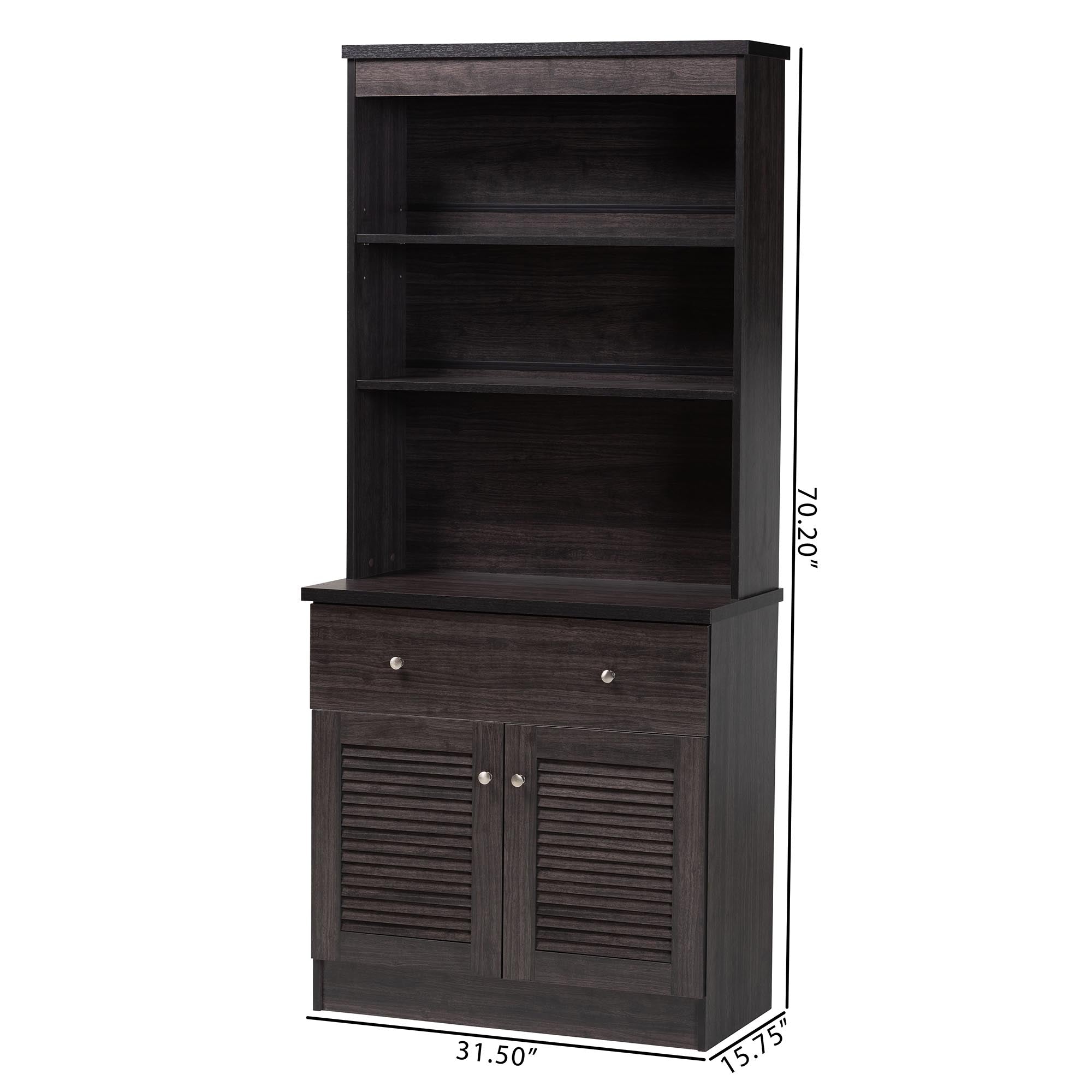 Baxton Studio Agni Modern and Contemporary Dark Brown Buffet and Hutch Kitchen Cabinet