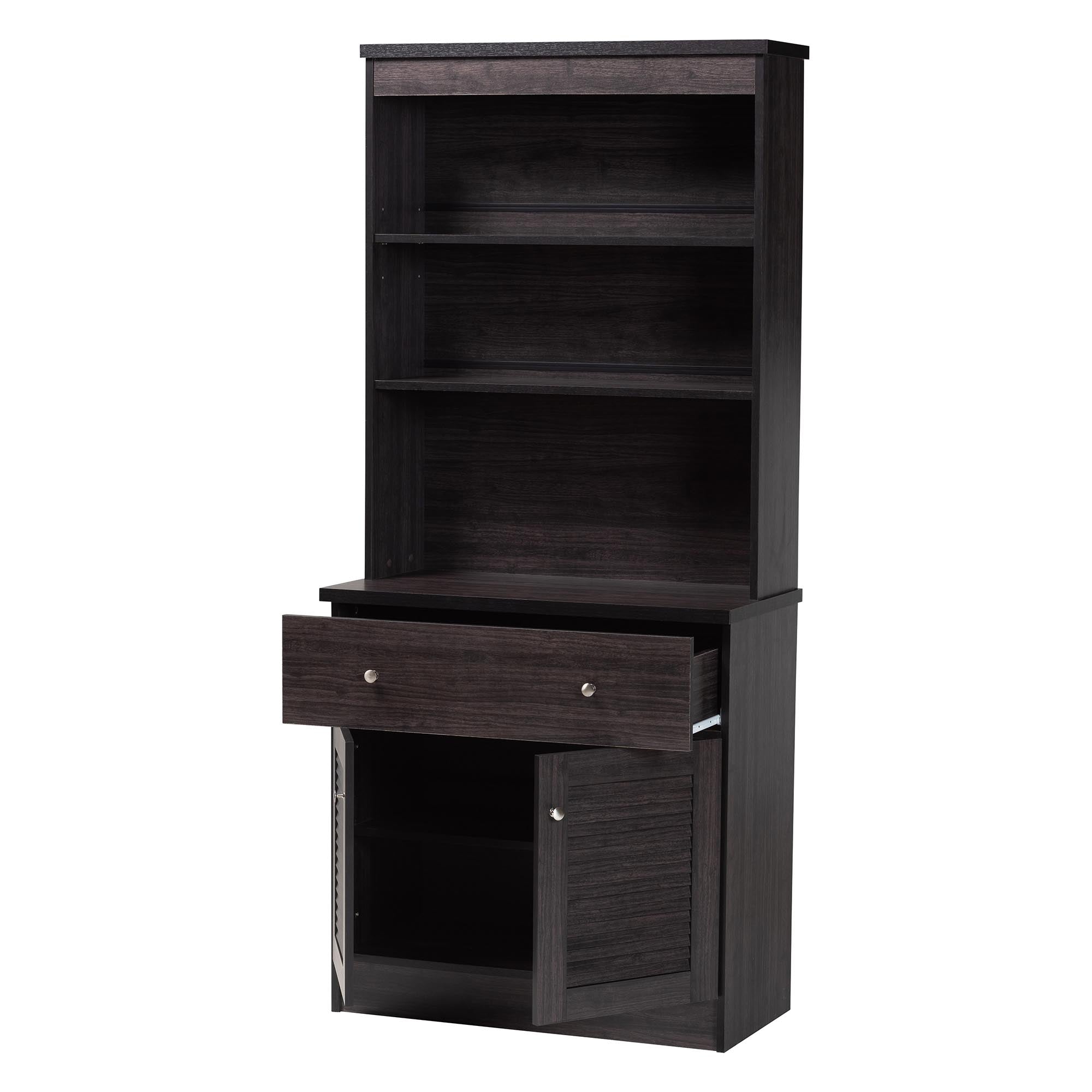 Baxton Studio Agni Modern and Contemporary Dark Brown Buffet and Hutch Kitchen Cabinet