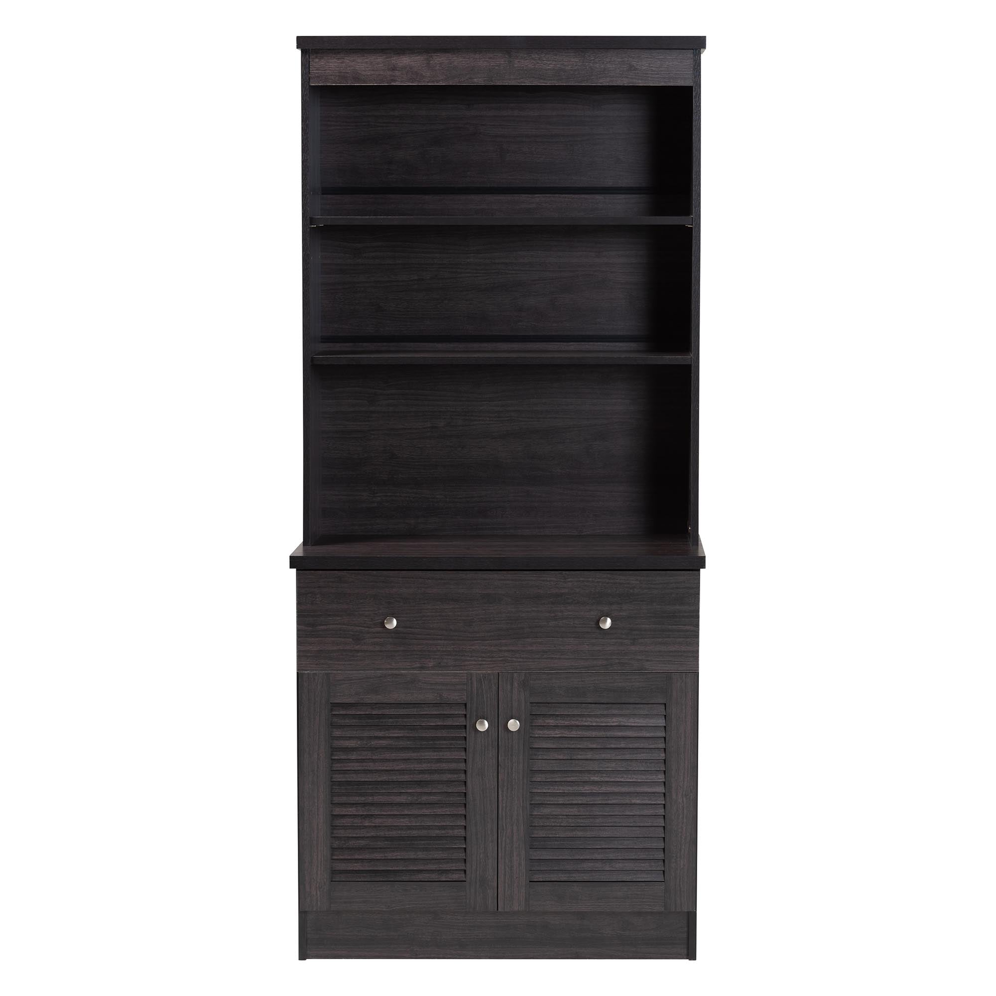 Baxton Studio Agni Modern and Contemporary Dark Brown Buffet and Hutch Kitchen Cabinet