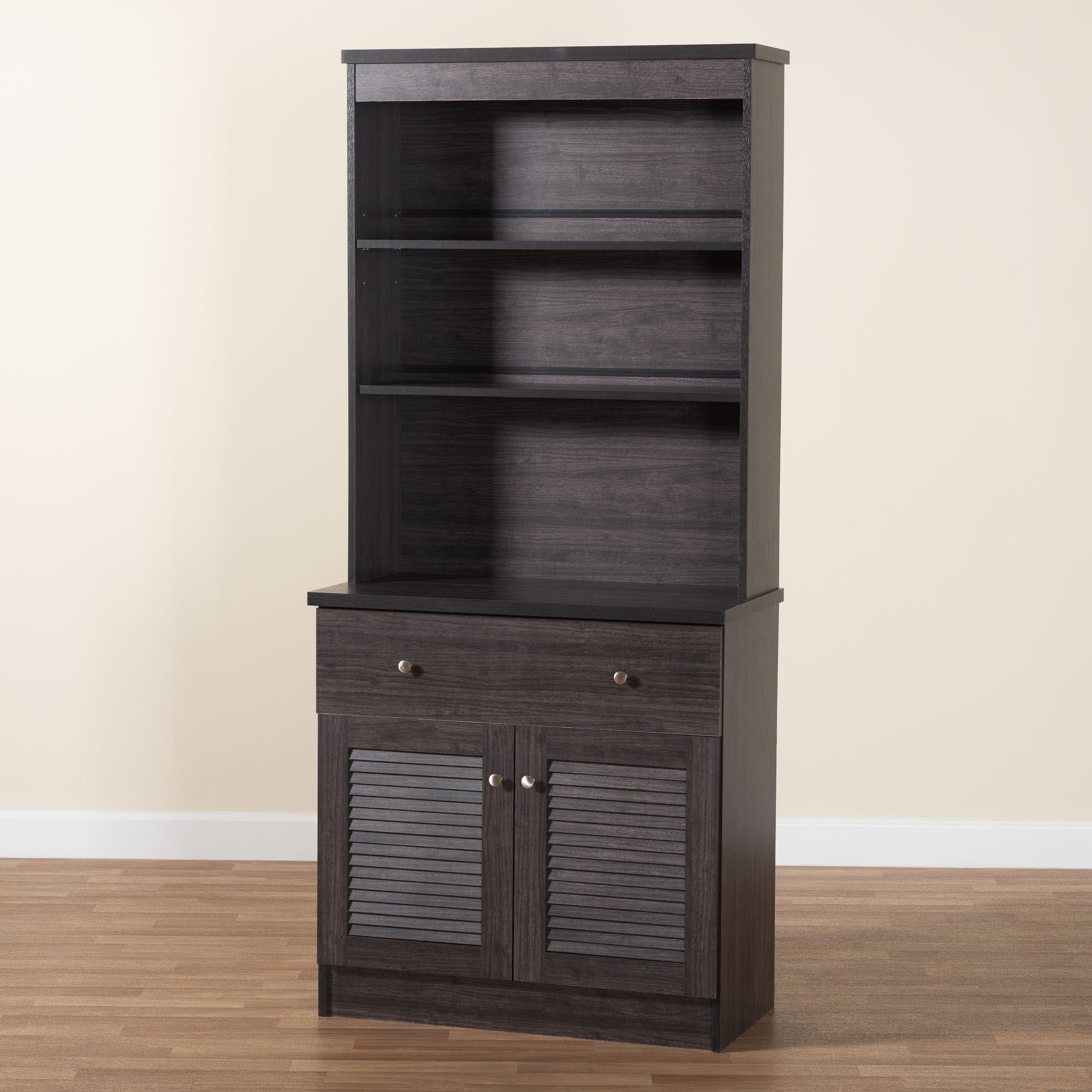 Baxton Studio Agni Modern and Contemporary Dark Brown Buffet and Hutch Kitchen Cabinet