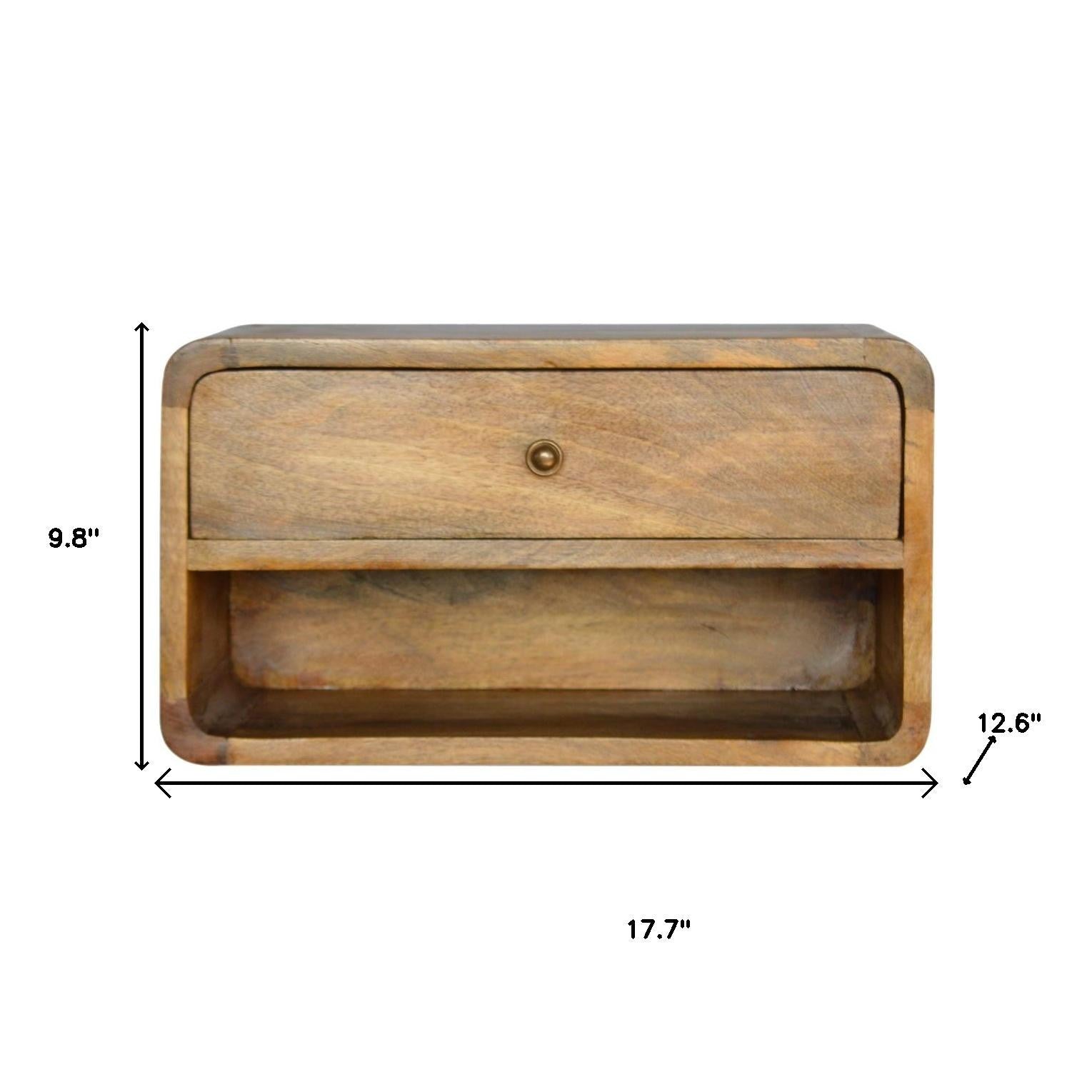 18" Natural Solid Wood One Drawer Floating Nightstand