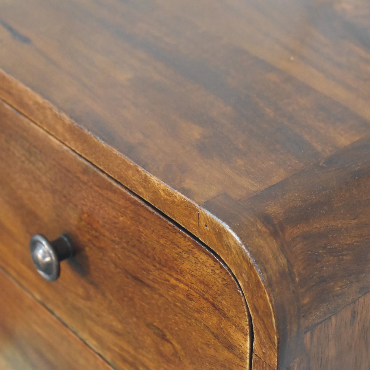 12" Chestnut Solid Wood Two Drawer Floating Nightstand