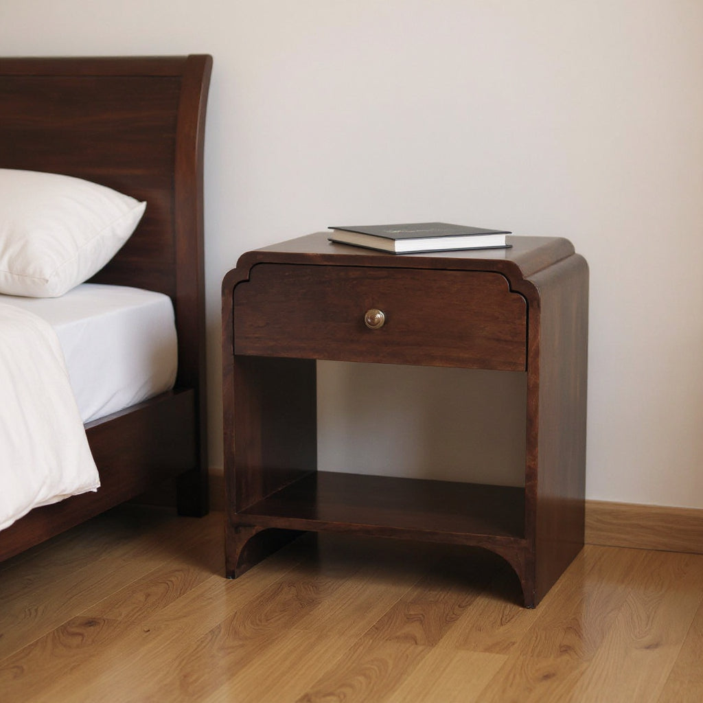 20" Chestnut Solid Wood One Drawer Nightstand