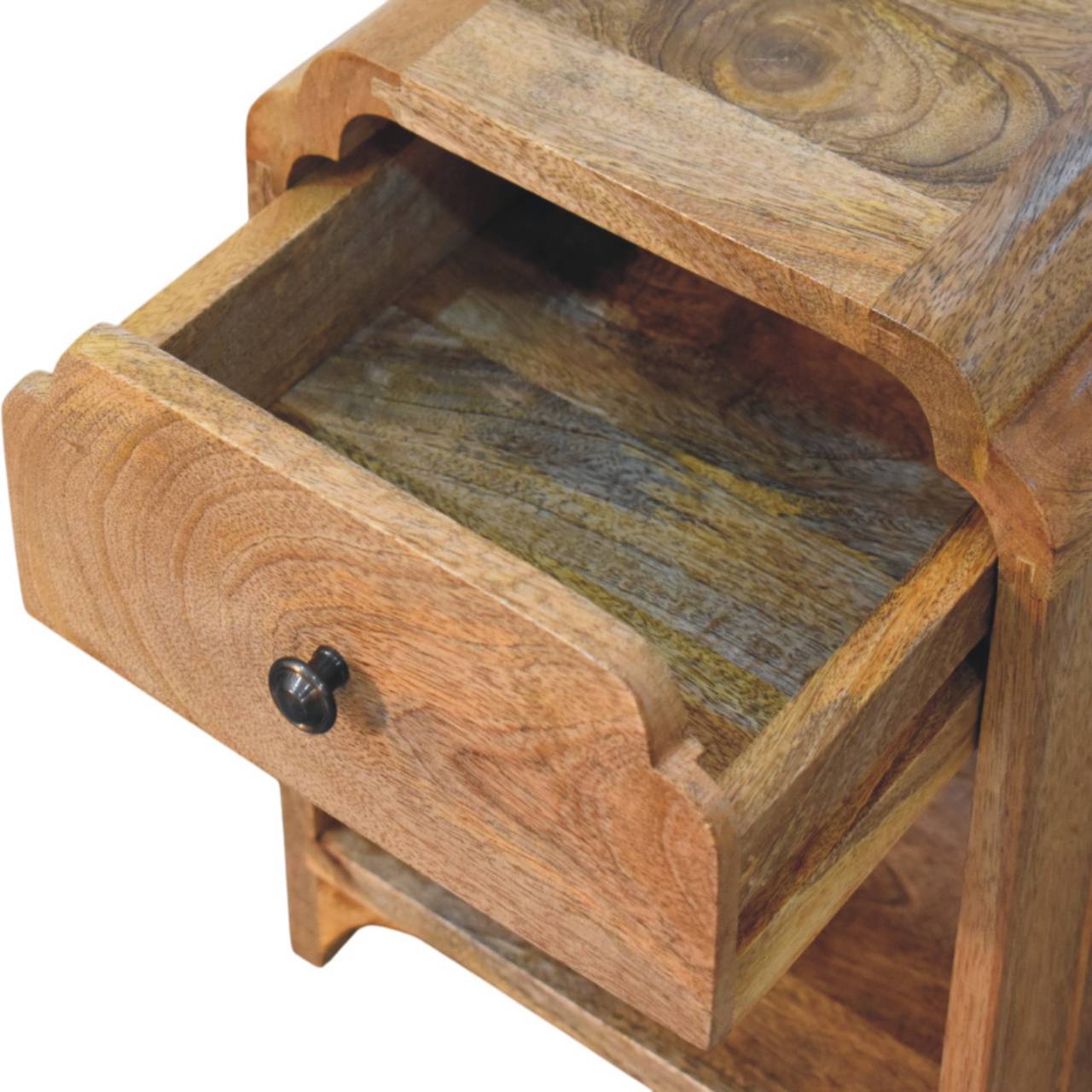 16" Oak Solid Wood One Drawer Scallop Edge Nightstand