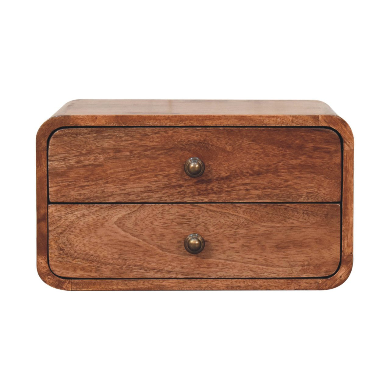 18" Brown Solid Wood Two Drawer Floating Nightstand