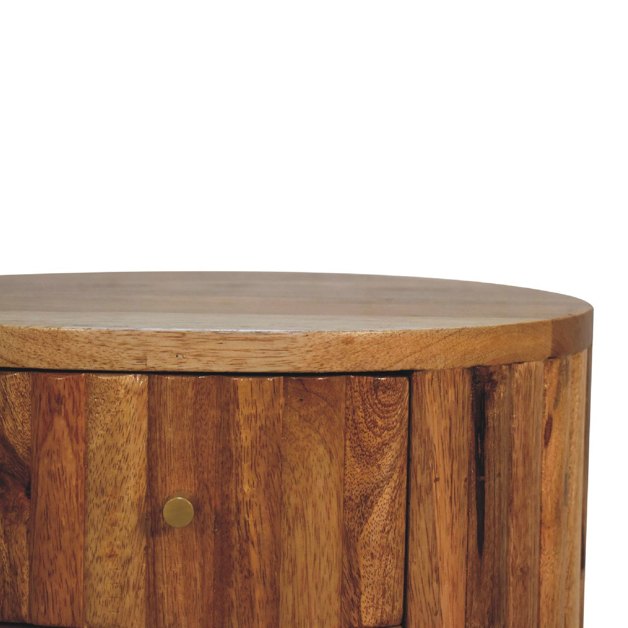18" Natural Solid Wood Oval Two Drawer Nightstand