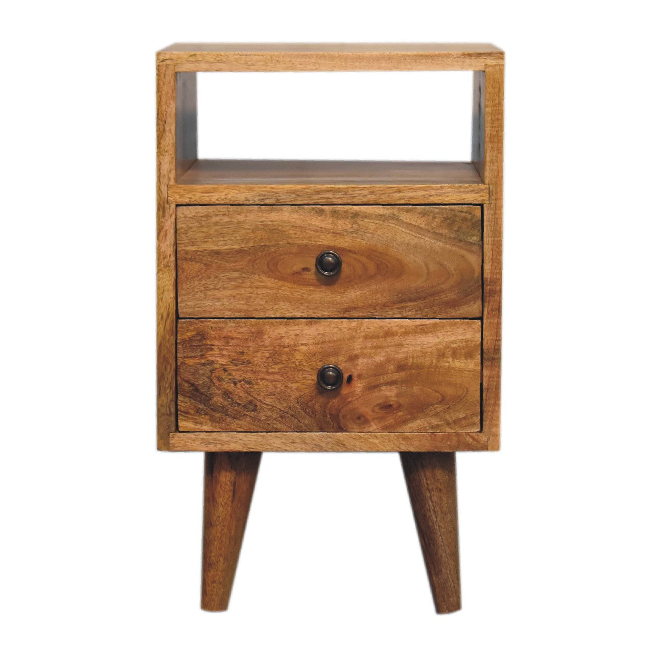 20" Oak Solid Wood Two Drawer Nightstand