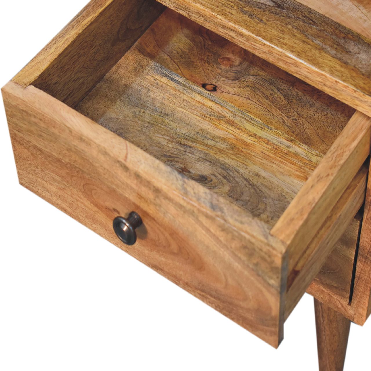 20" Oak Solid Wood Two Drawer Nightstand