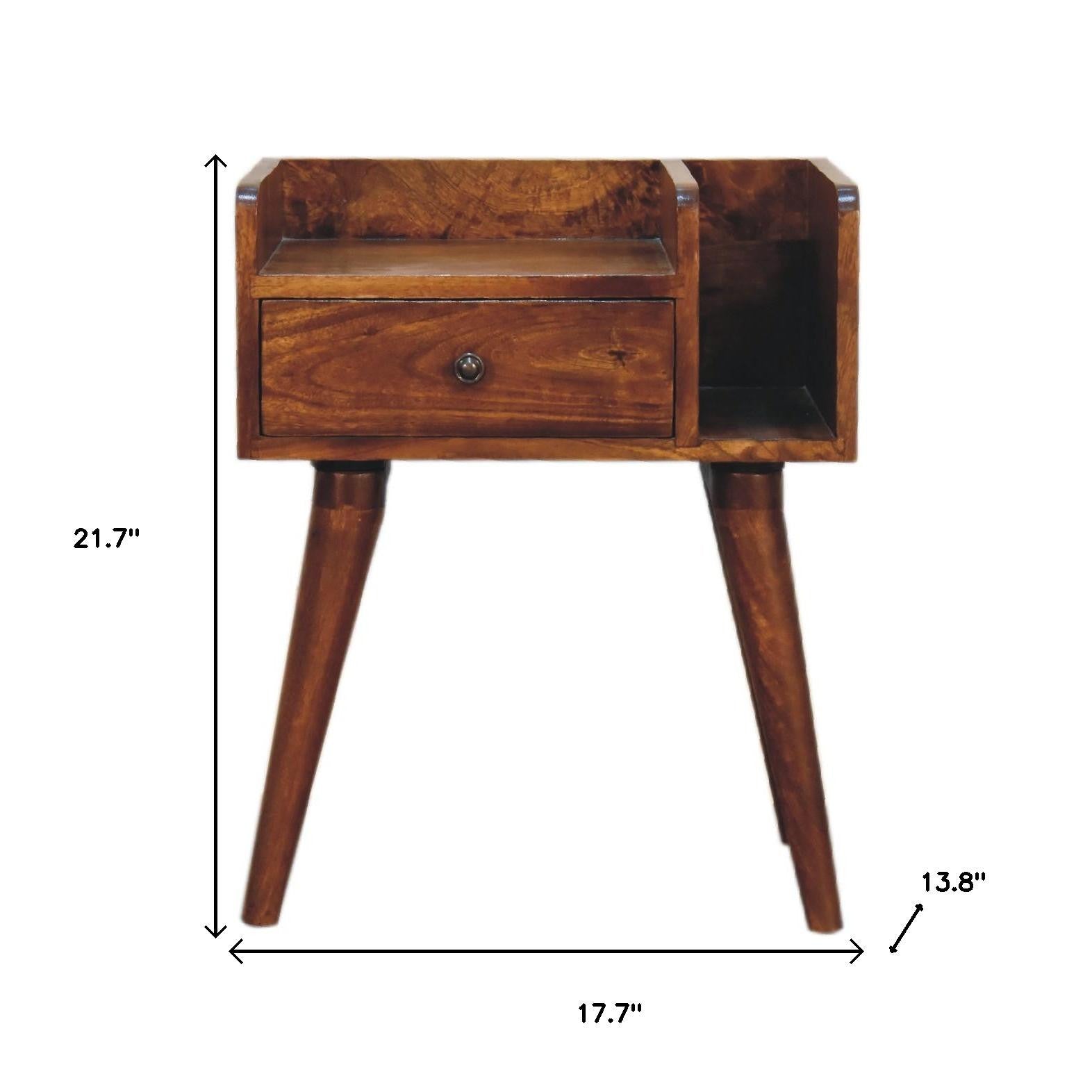 22" Chestnut Solid Wood One Drawer Nightstand