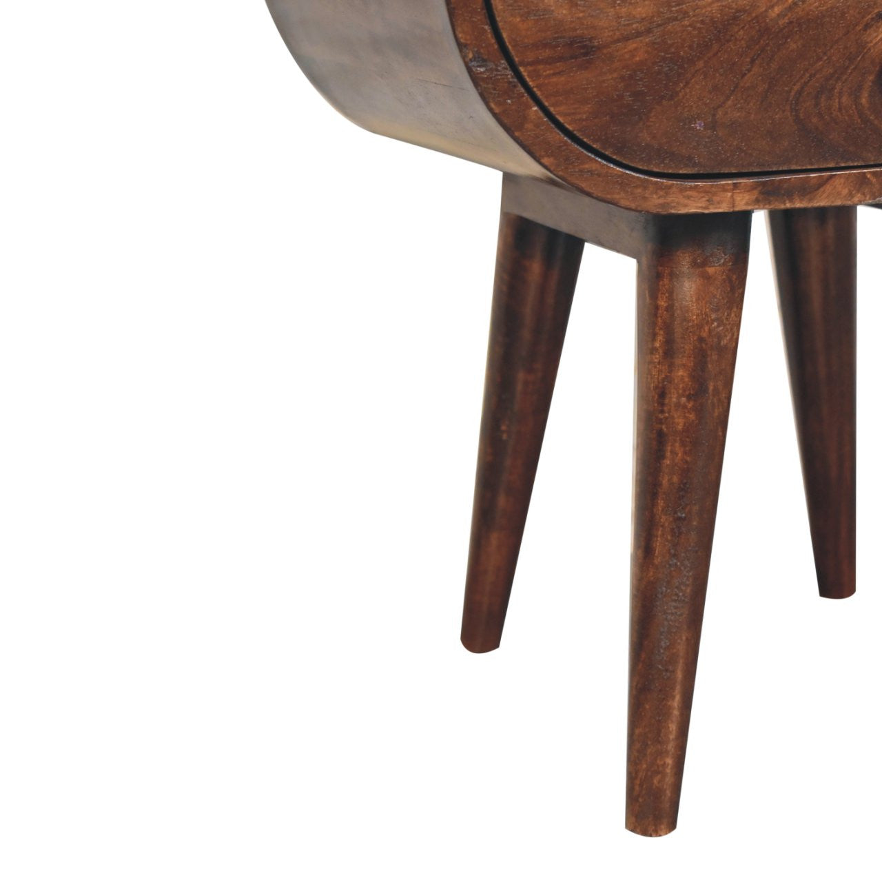 21" Walnut Solid Wood Oval One Drawer Nightstand