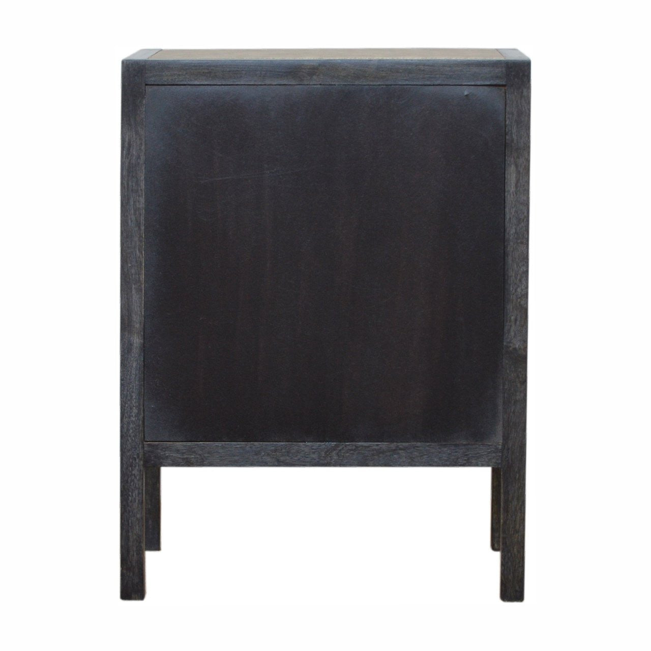 24" Gray And Black Solid Wood And Faux Shagreen Three Drawer Nightstand