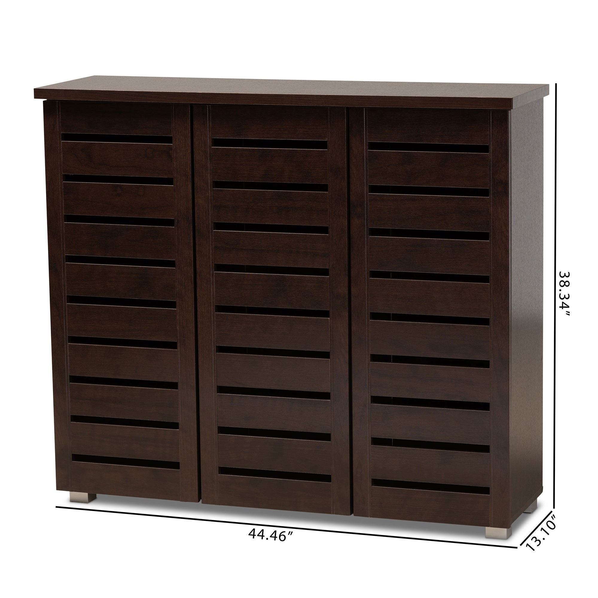Baxton Studio Adalwin Modern and Contemporary 3-Door Dark Brown Wooden Entryway Shoes Storage Cabinet