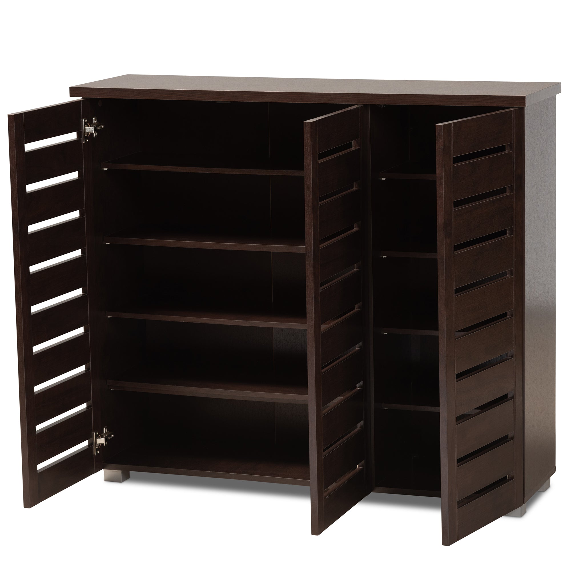 Baxton Studio Adalwin Modern and Contemporary 3-Door Dark Brown Wooden Entryway Shoes Storage Cabinet