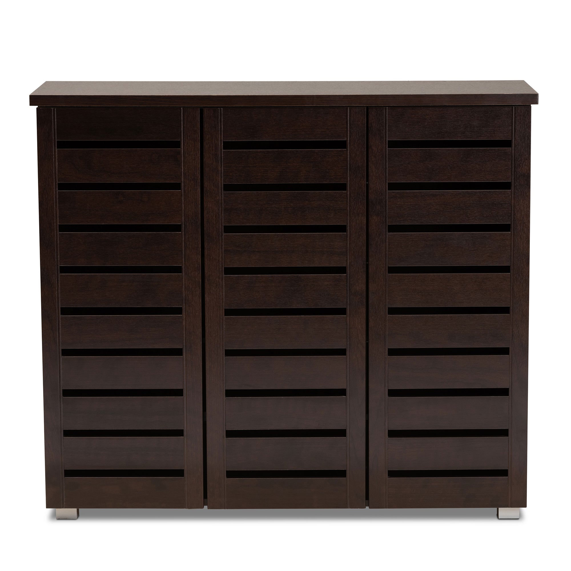 Baxton Studio Adalwin Modern and Contemporary 3-Door Dark Brown Wooden Entryway Shoes Storage Cabinet