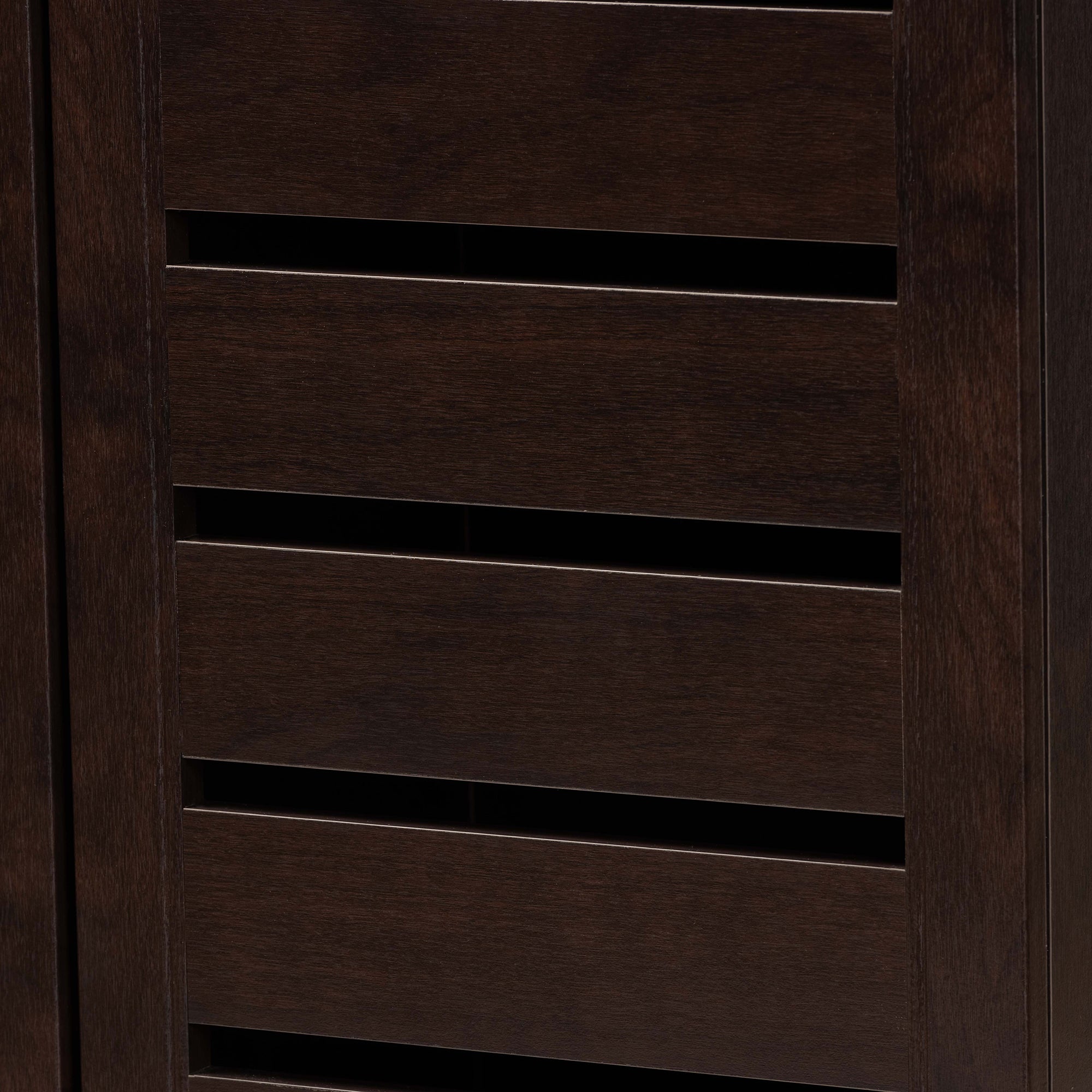 Baxton Studio Adalwin Modern and Contemporary 3-Door Dark Brown Wooden Entryway Shoes Storage Cabinet