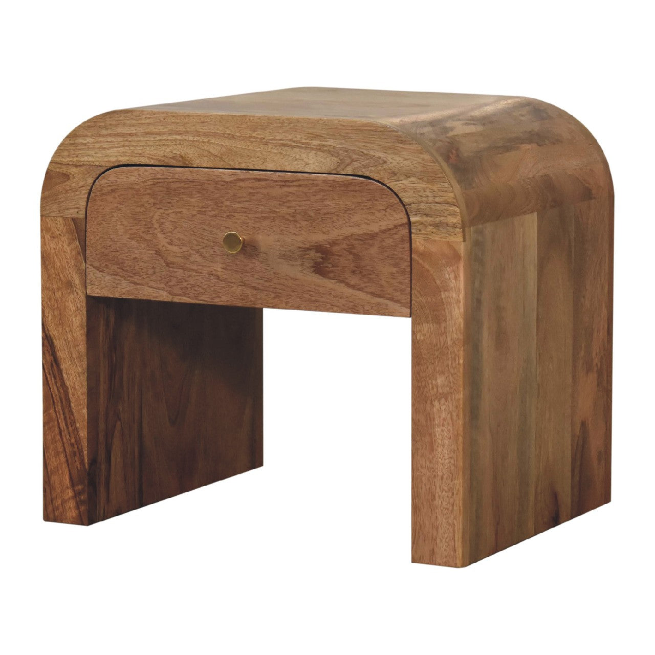 16" Brown Solid Wood One Drawer Nightstand