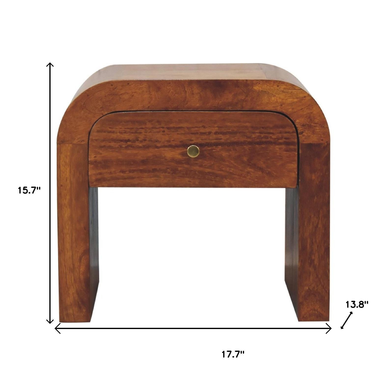 16" Chestnut Solid Wood One Drawer Nightstand