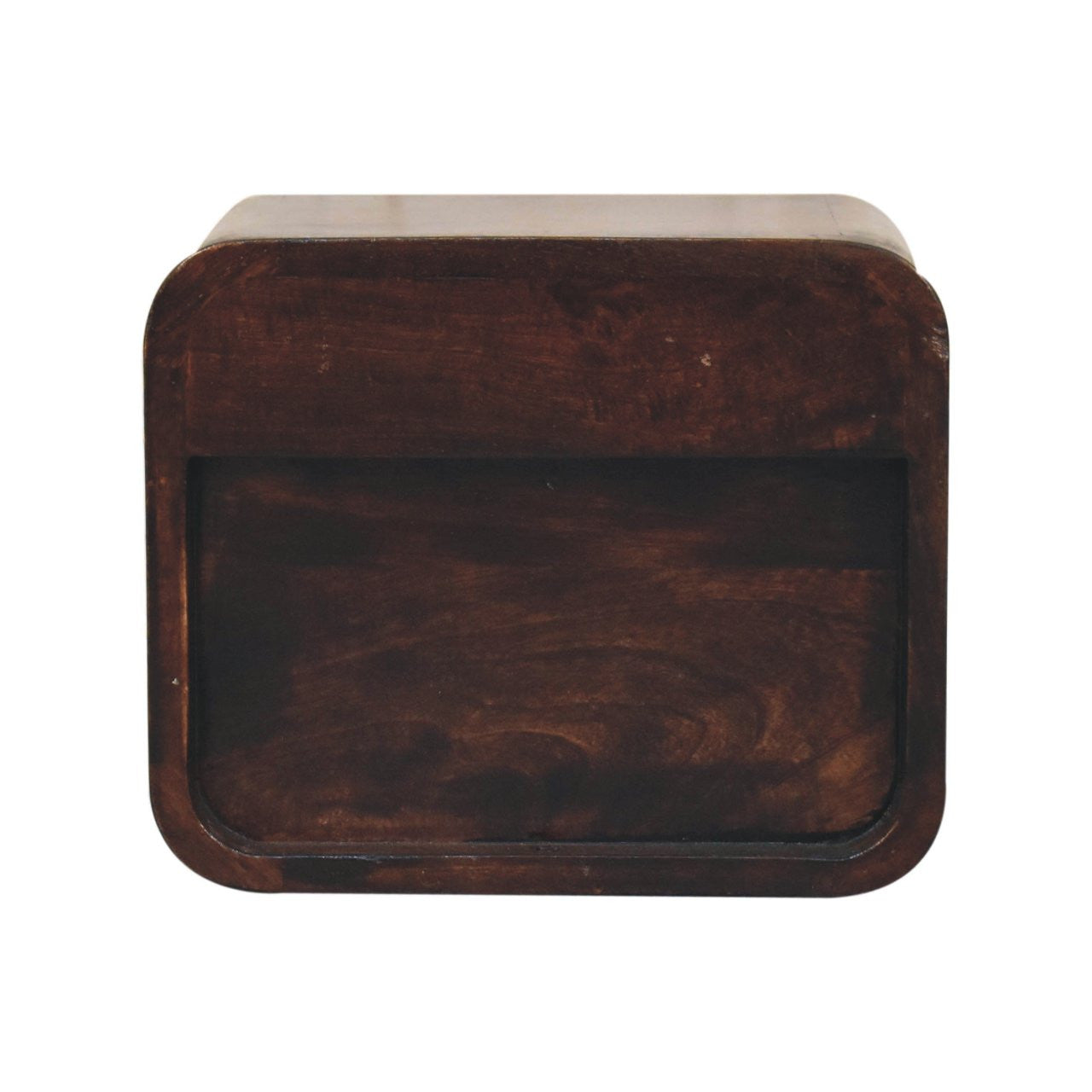 12" Dark Brown Solid Wood Square One Drawer Floating Nightstand