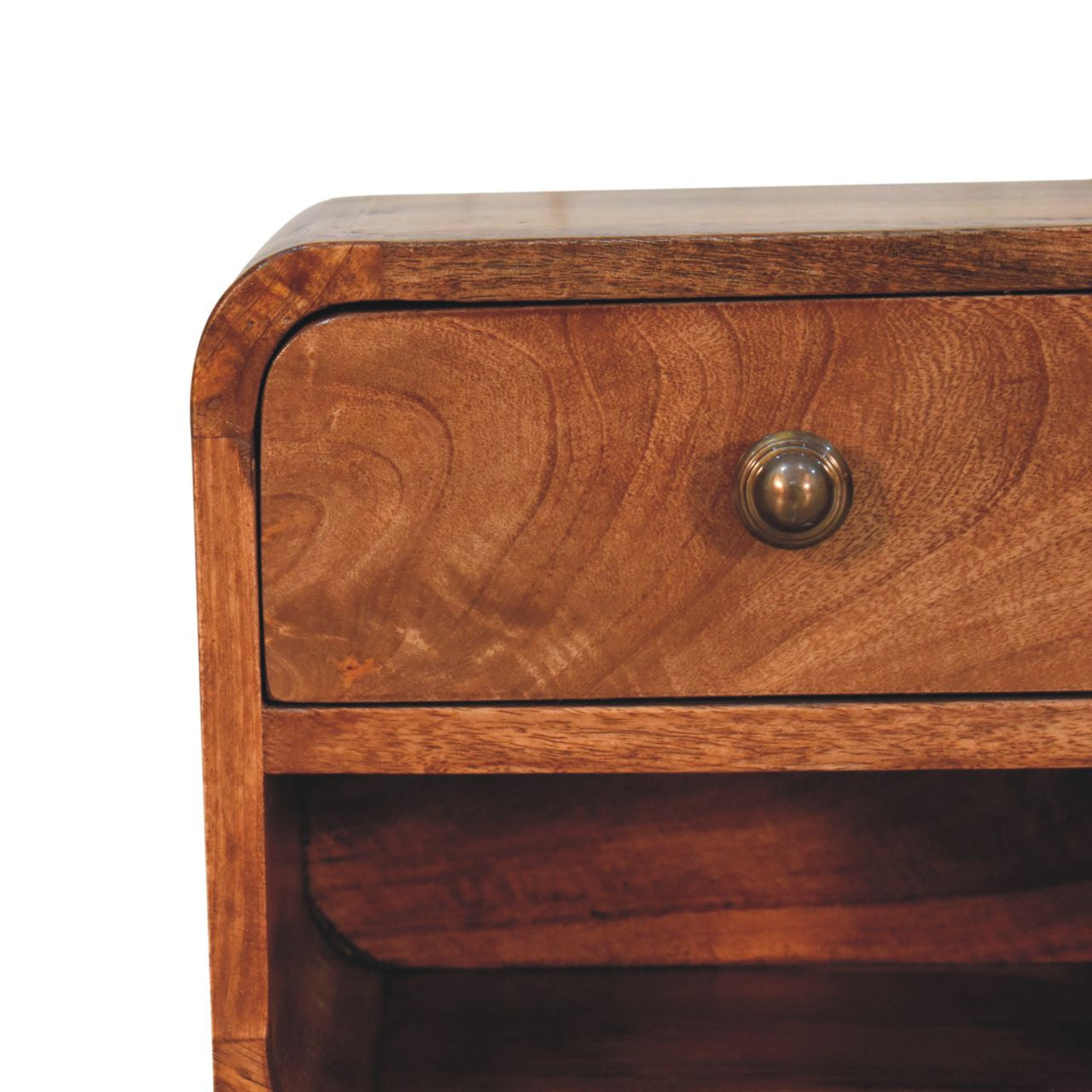 12" Brown Solid Wood Square One Drawer Floating Nightstand
