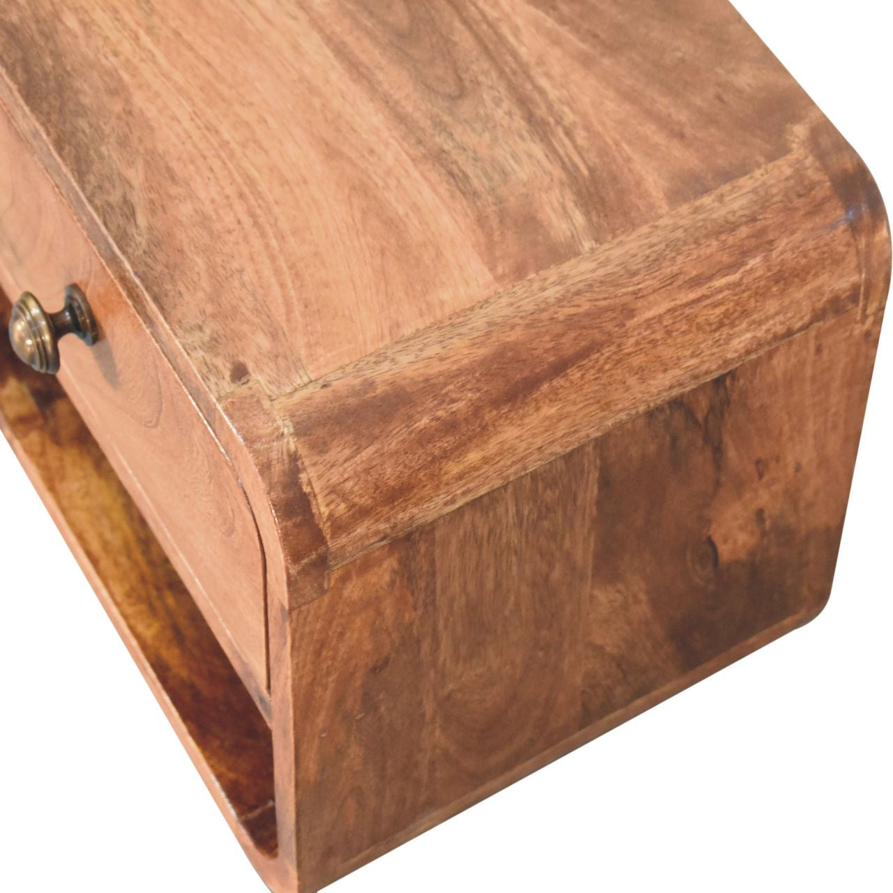 12" Brown Solid Wood Square One Drawer Floating Nightstand