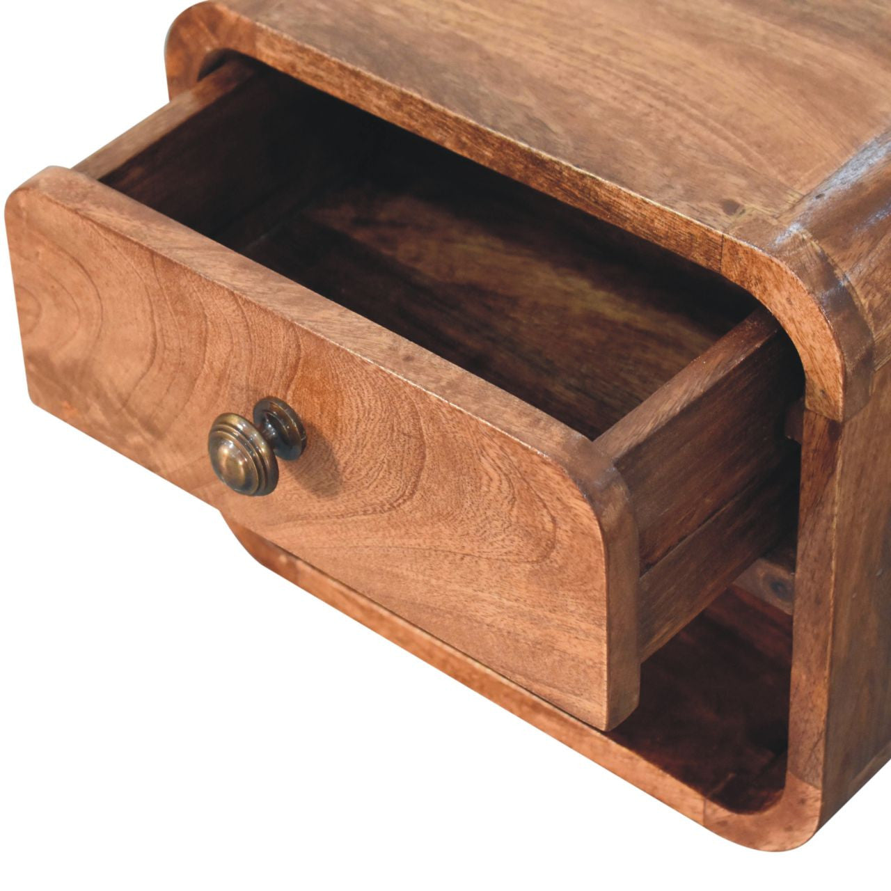 12" Brown Solid Wood Square One Drawer Floating Nightstand