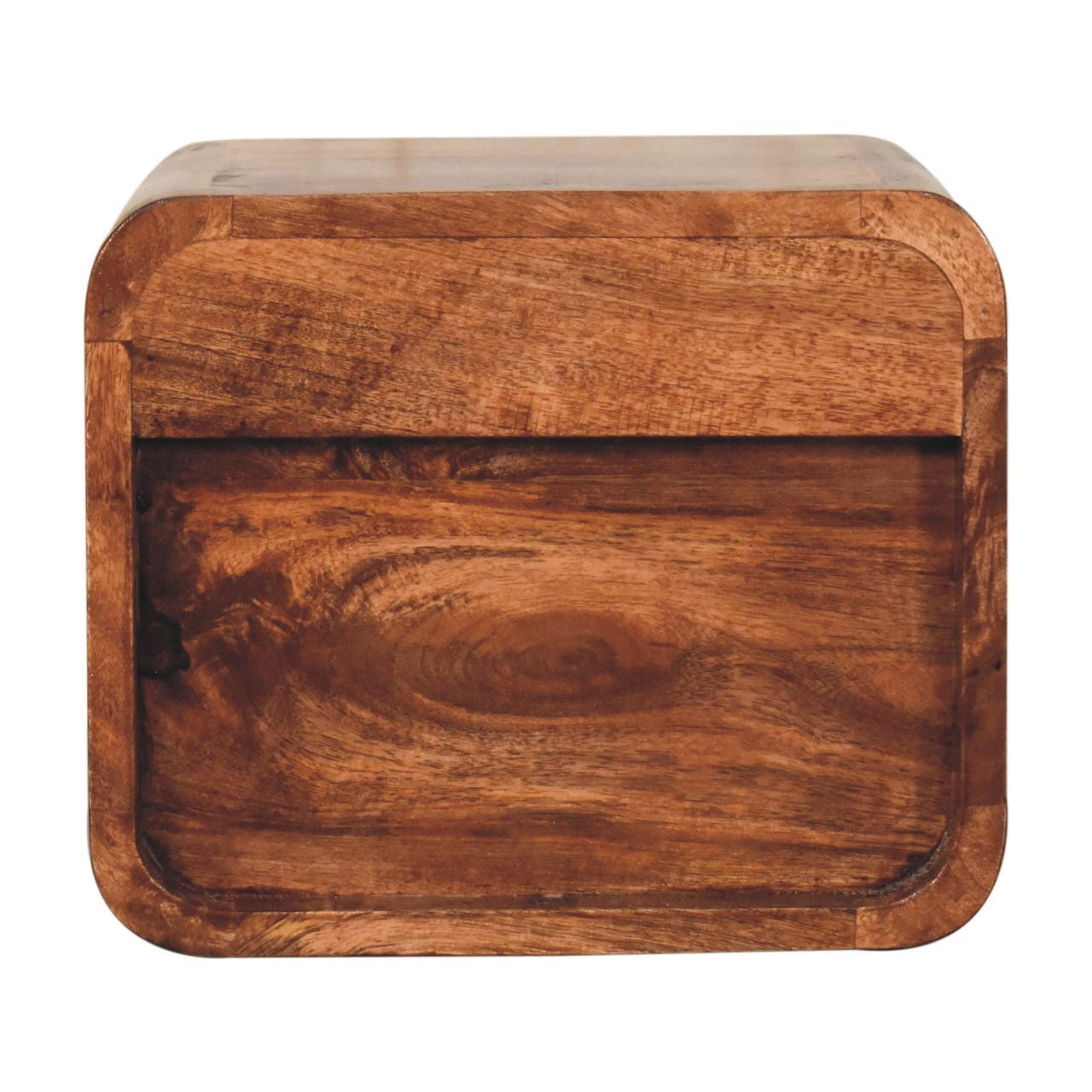 12" Brown Solid Wood Square One Drawer Floating Nightstand
