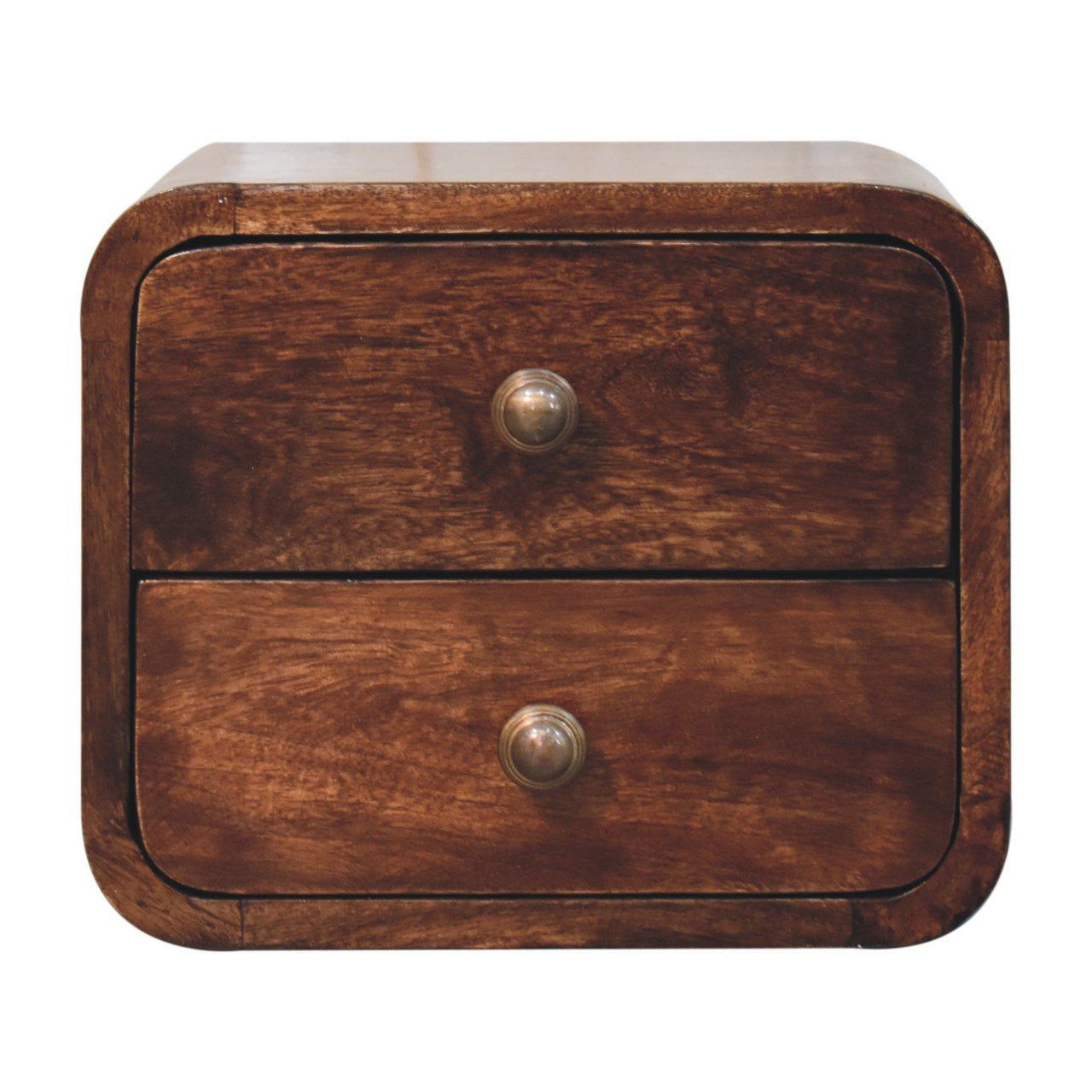 12" Walnut Solid Wood Square Two Drawer Floating Nightstand