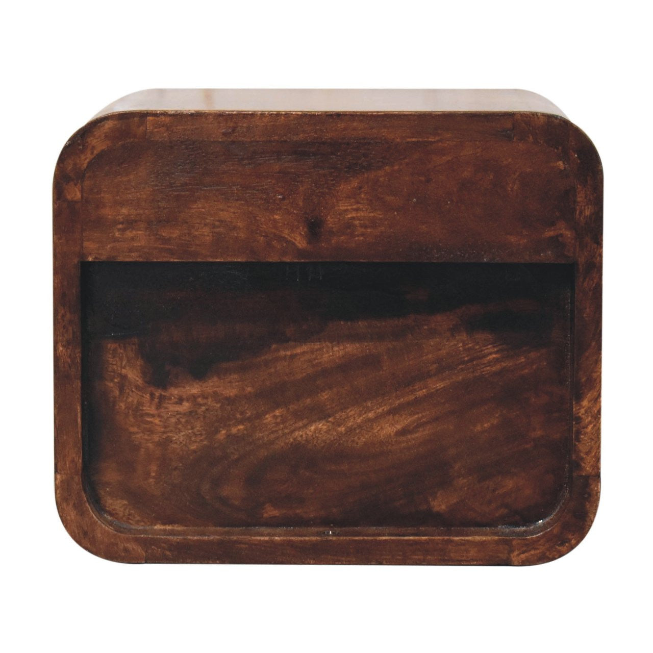 12" Walnut Solid Wood Square Two Drawer Floating Nightstand