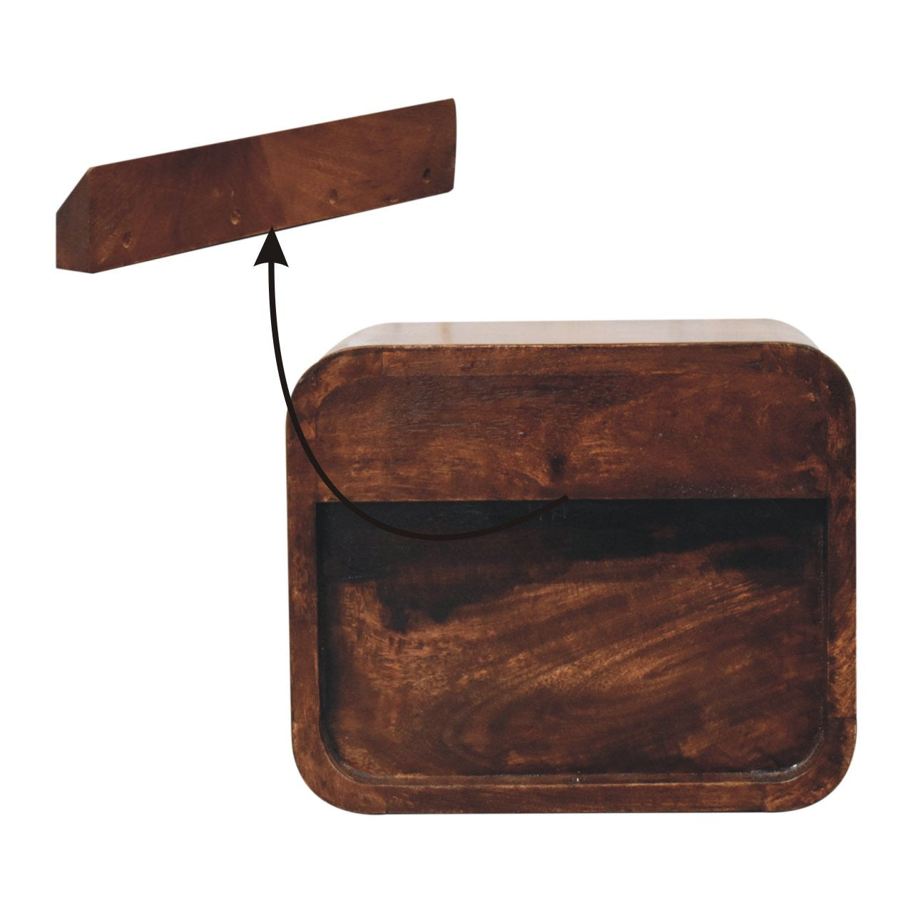 12" Walnut Solid Wood Square Two Drawer Floating Nightstand
