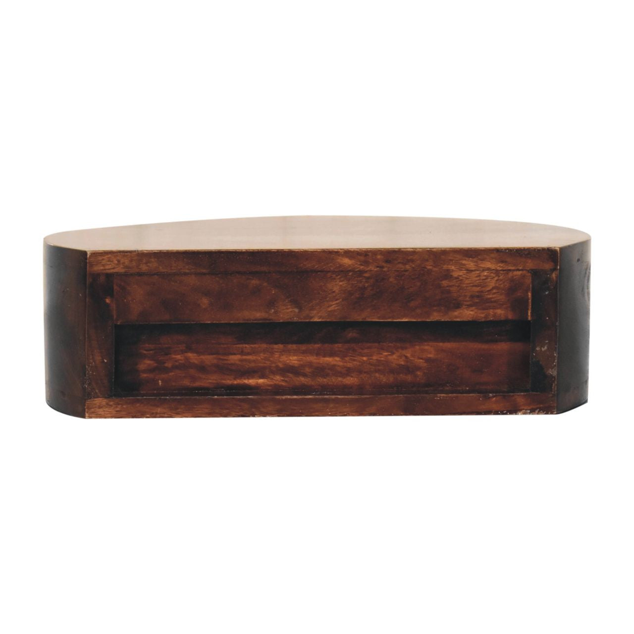 16" Walnut Solid Wood One Drawer Half Moon Floating Nightstand