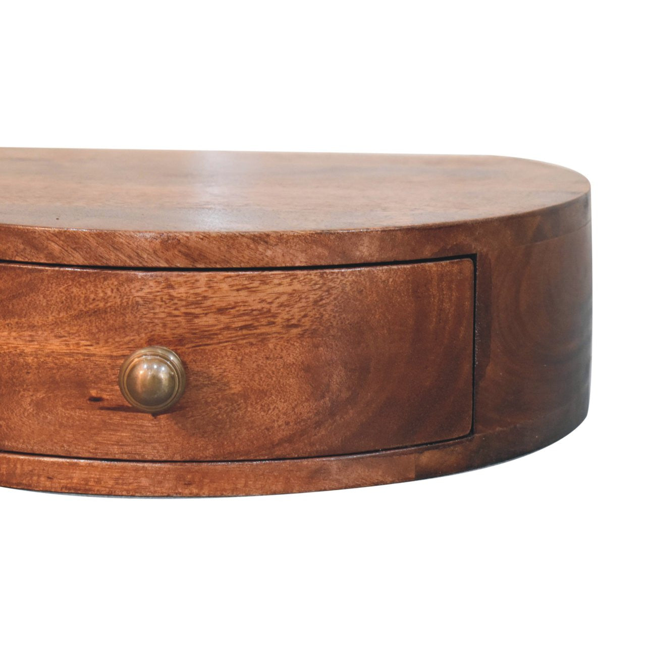 16" Brown Solid Wood One Drawer Half Moon Floating Nightstand