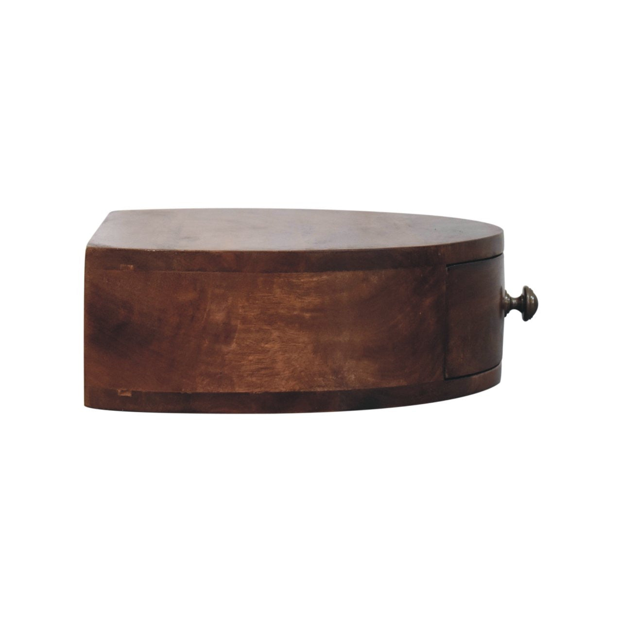 16" Brown Solid Wood One Drawer Half Moon Floating Nightstand