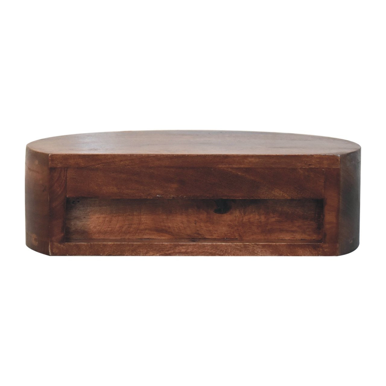 16" Brown Solid Wood One Drawer Half Moon Floating Nightstand