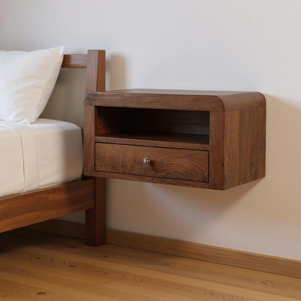 18" Chestnut Solid Wood One Drawer Floating Nightstand