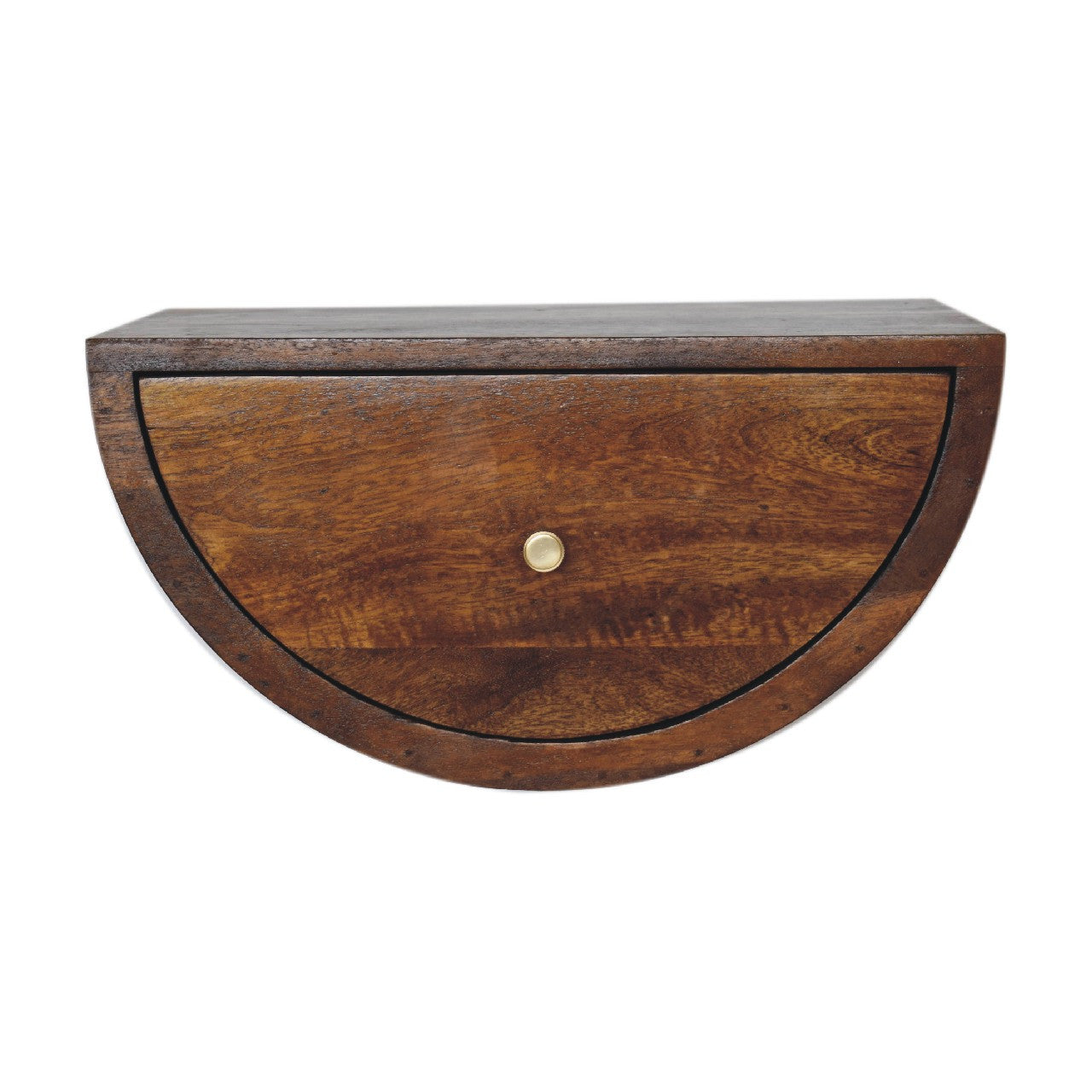 18" Chestnut Solid Wood One Drawer Half Moon Floating Nightstand