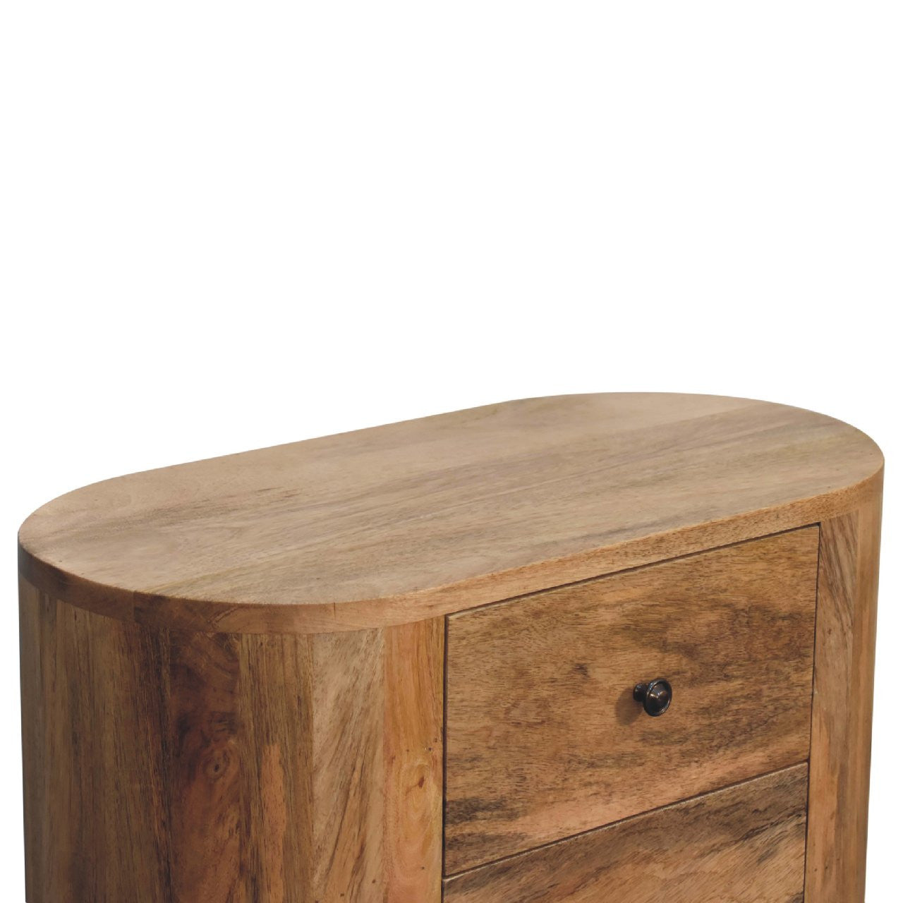 26" Oak Solid Wood Oval Accent Cabinet With Three Drawers