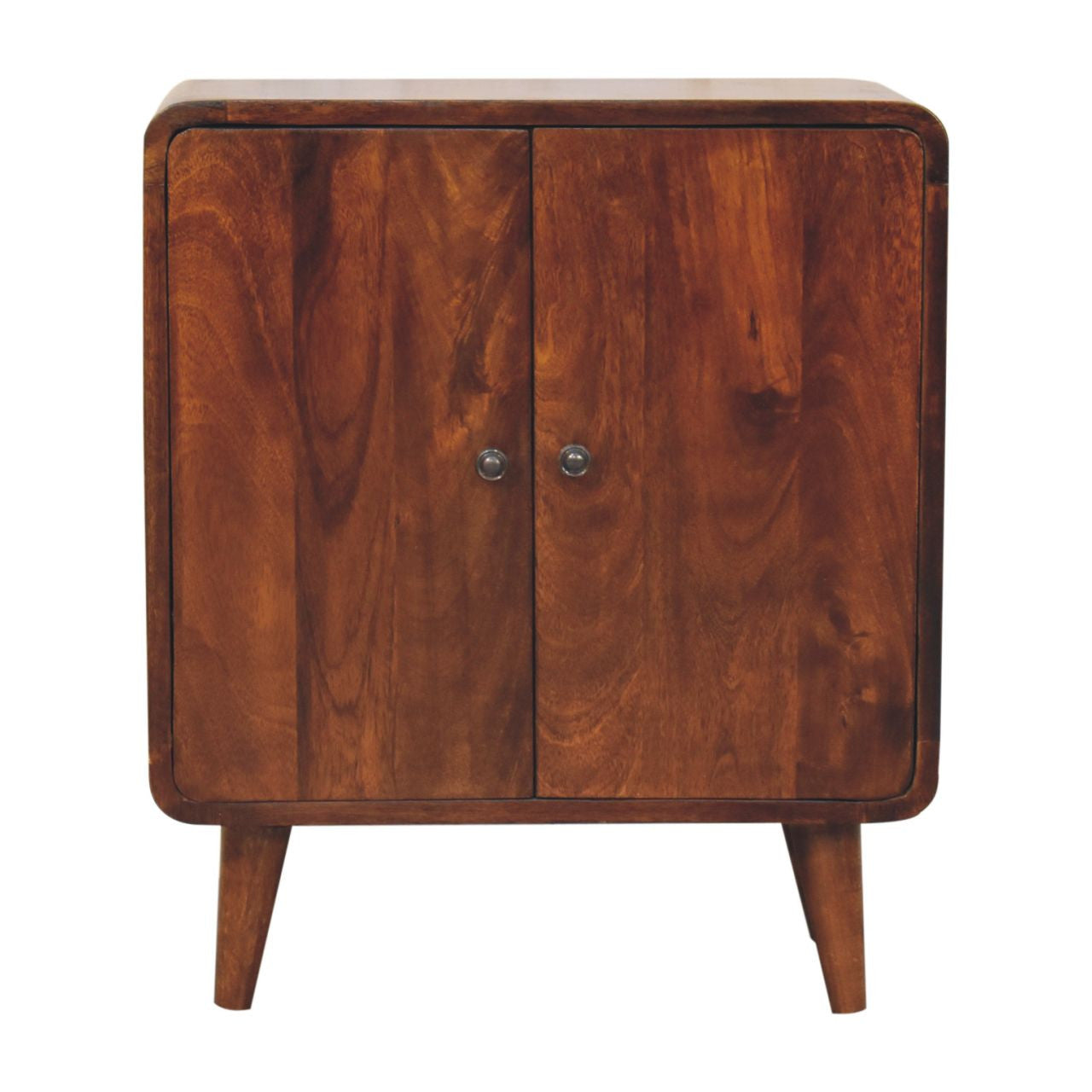 26" Brown Solid Wood Accent Cabinet With Two Doors