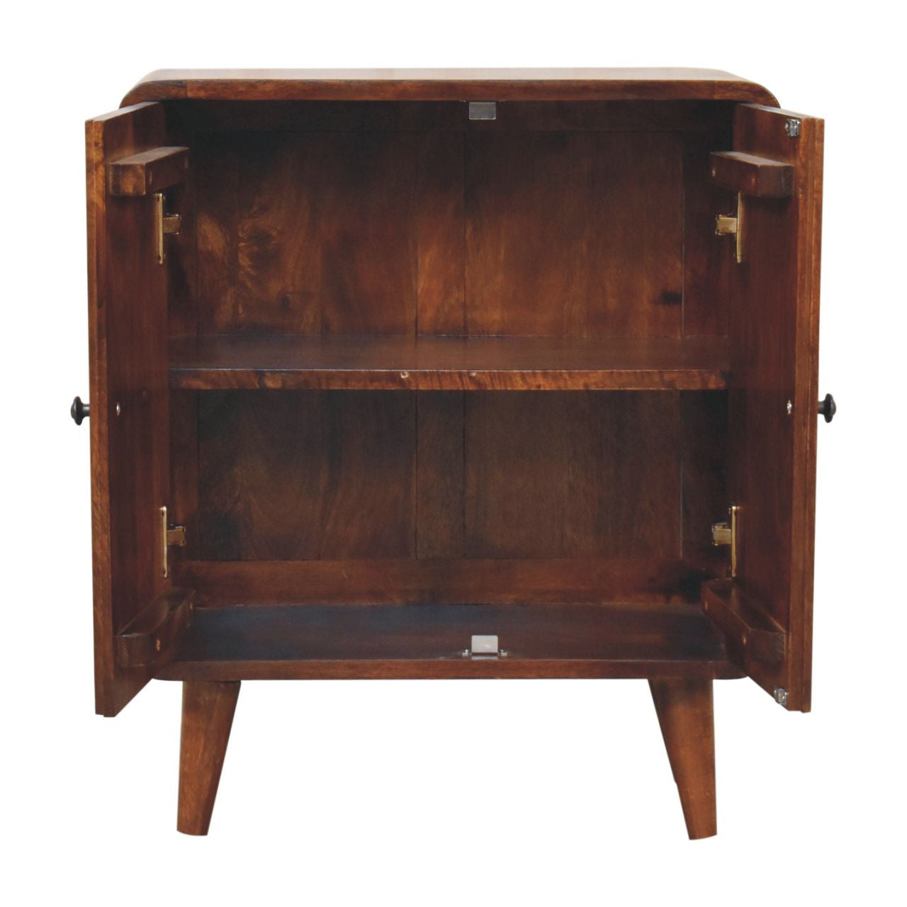 26" Brown Solid Wood Accent Cabinet With Two Doors